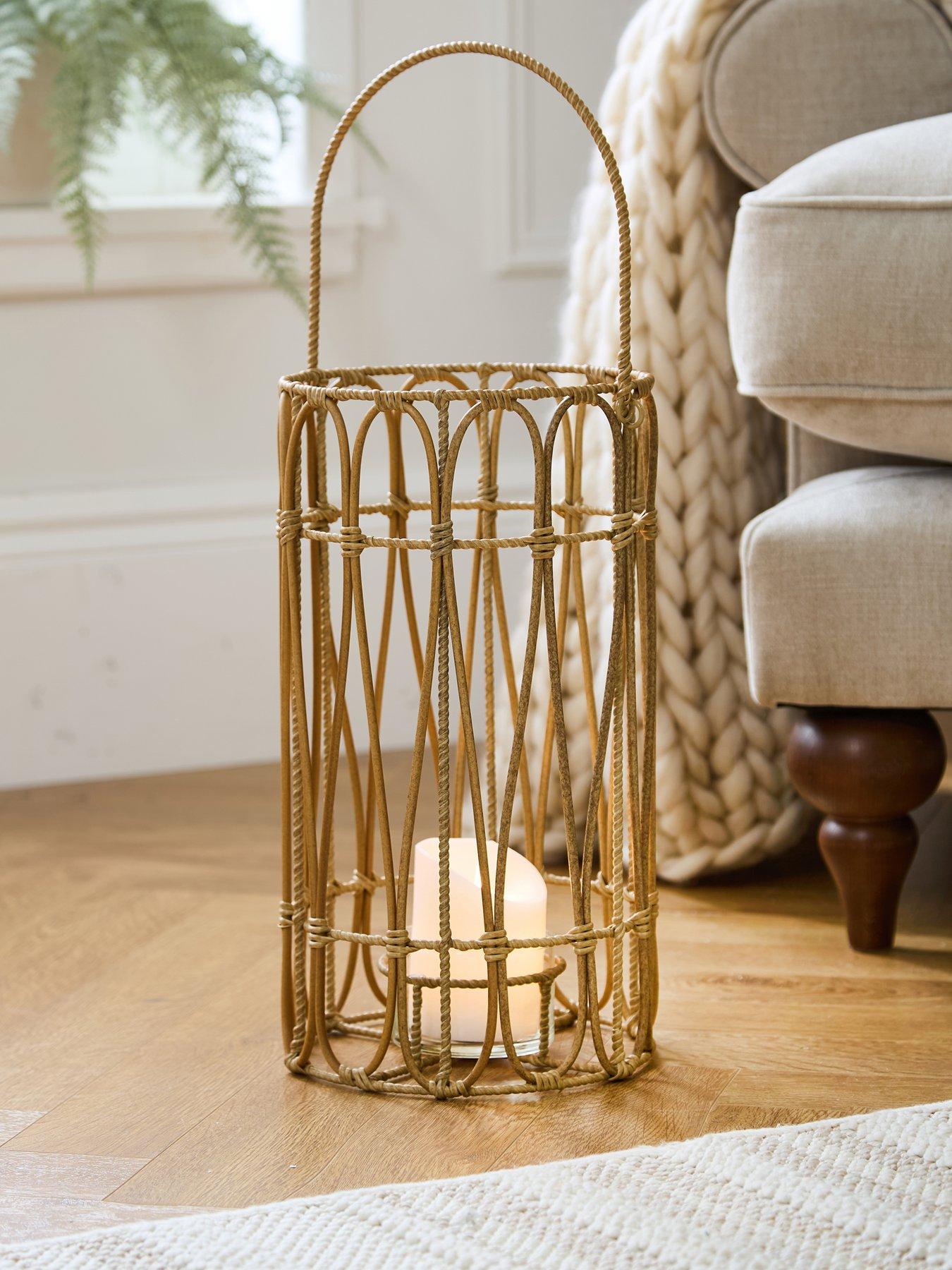 undefined Vintage Rattan Lantern with Handle - Large