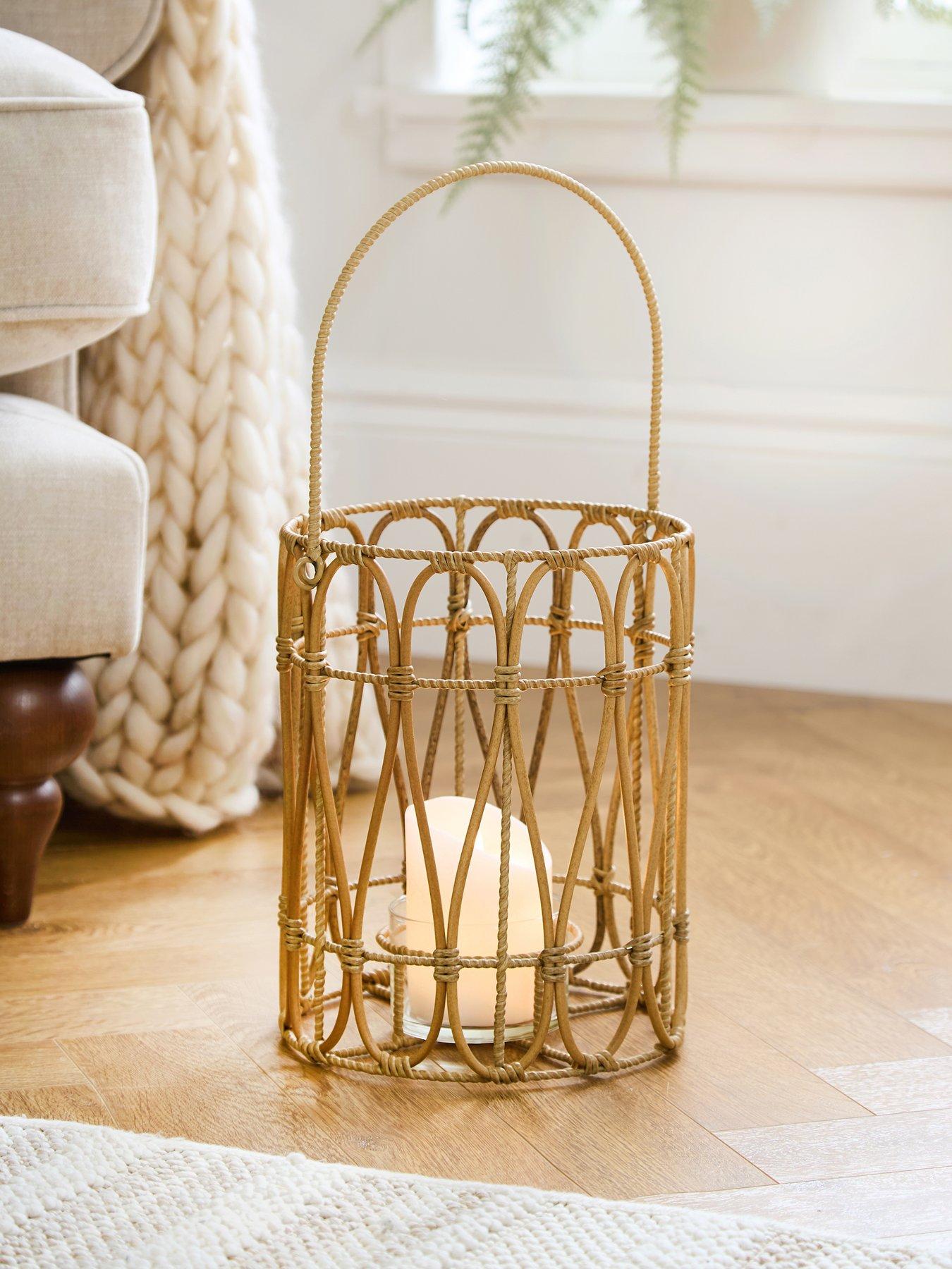 The Very Collection Vintage Rattan Lantern with Handle - Small