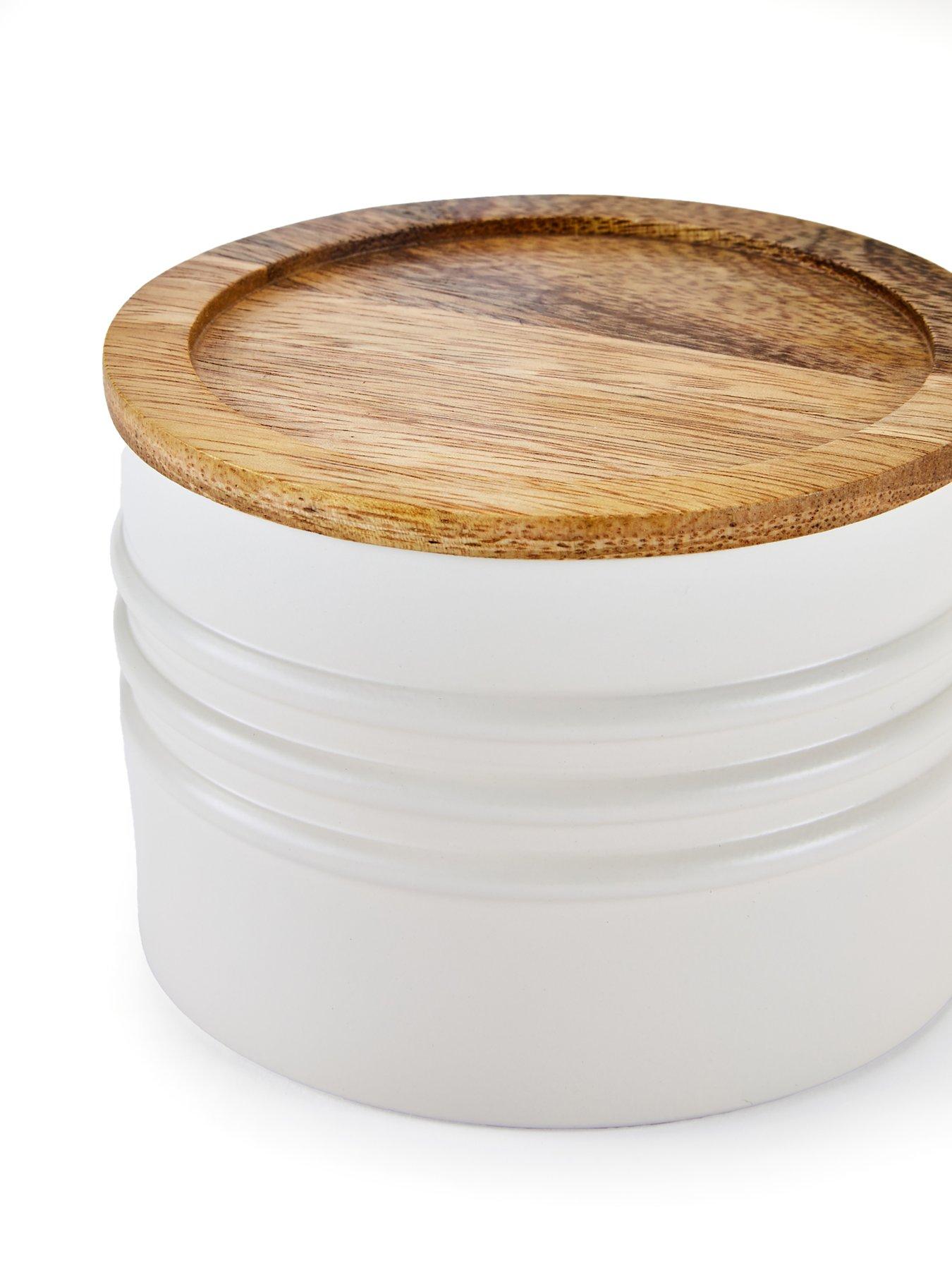 The Very Collection Set Of 3 White Half Ribbed Canister | Littlewoods