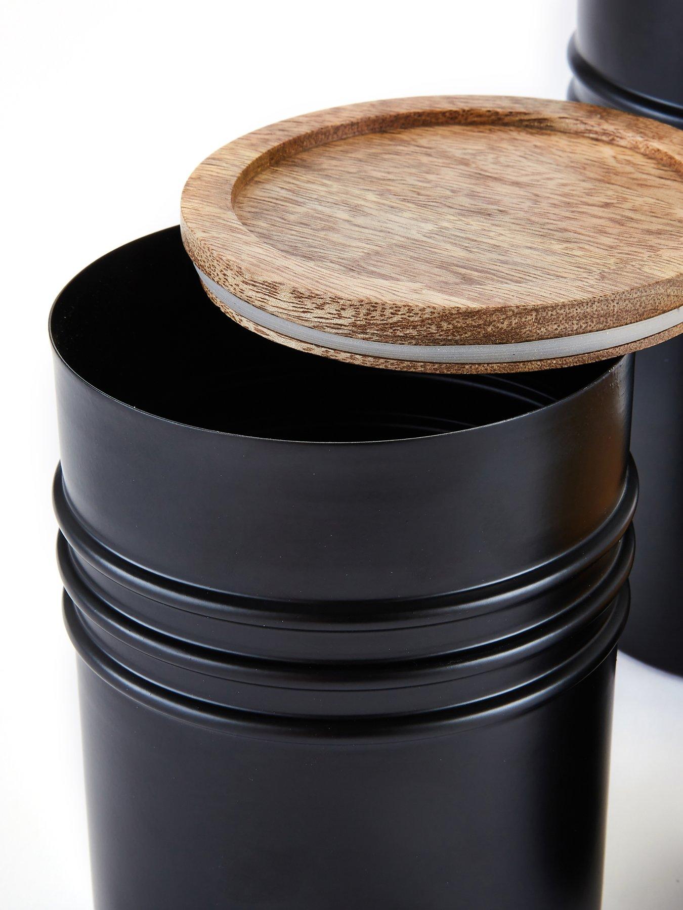 Image 5 of 5 of The Very Collection Set Of 3 Black Half Ribbed Canister