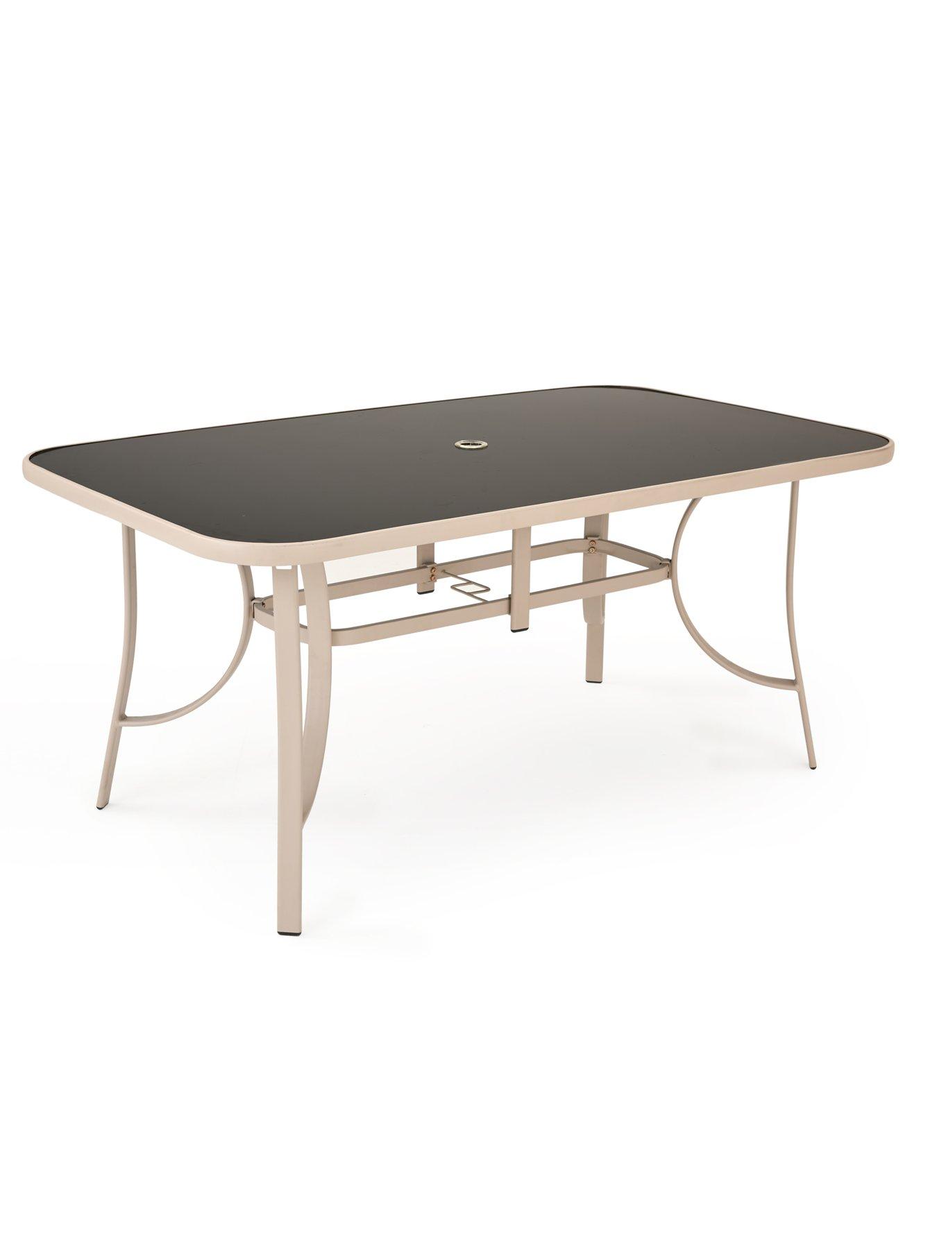  image of very-home-vermont-6-seater-dining-set-with-air-padded-texilene-chair-and-parasol