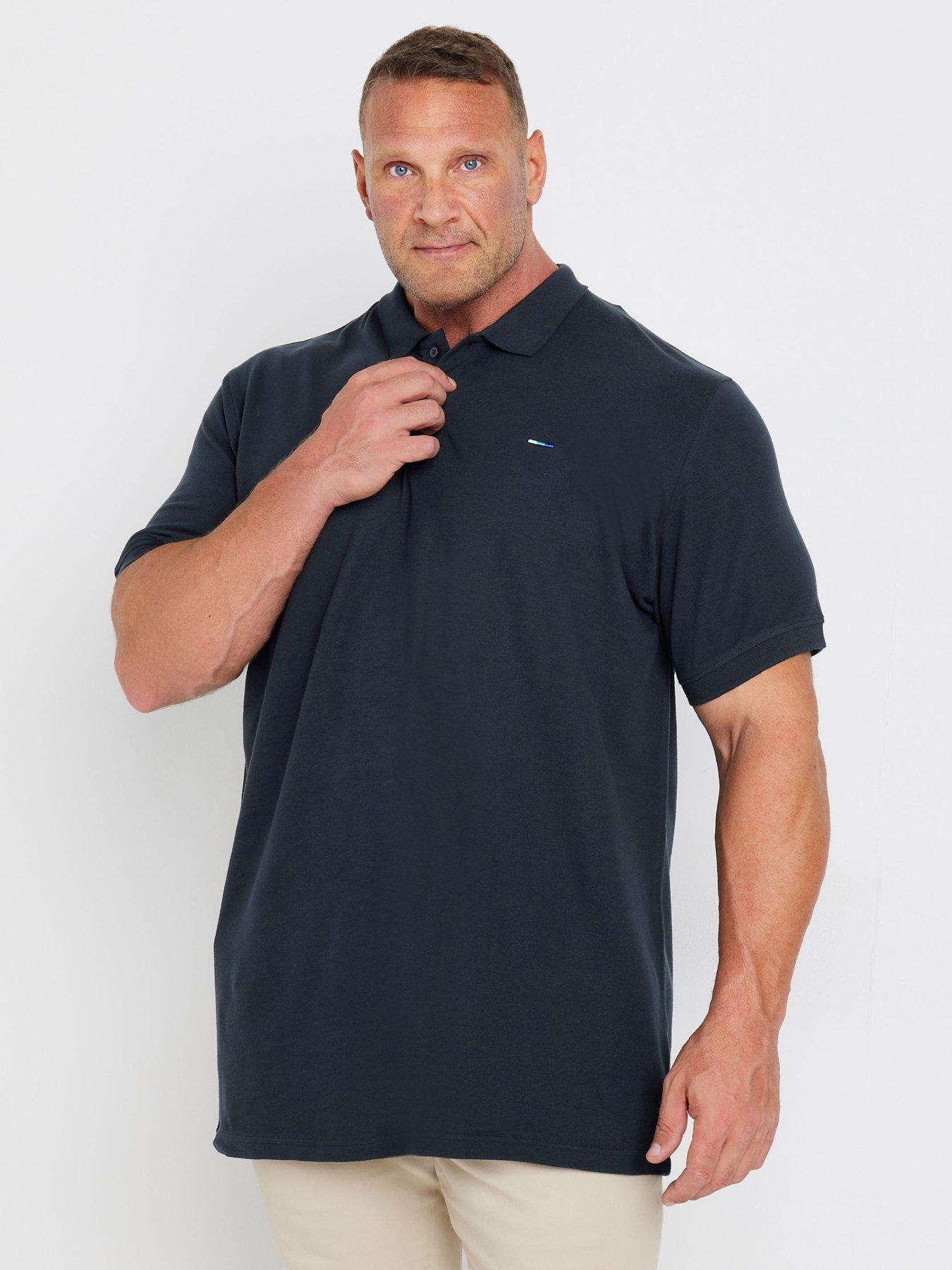 undefined Big  &  Tall Extra Long Short Sleeve Polo Shirt - Navy