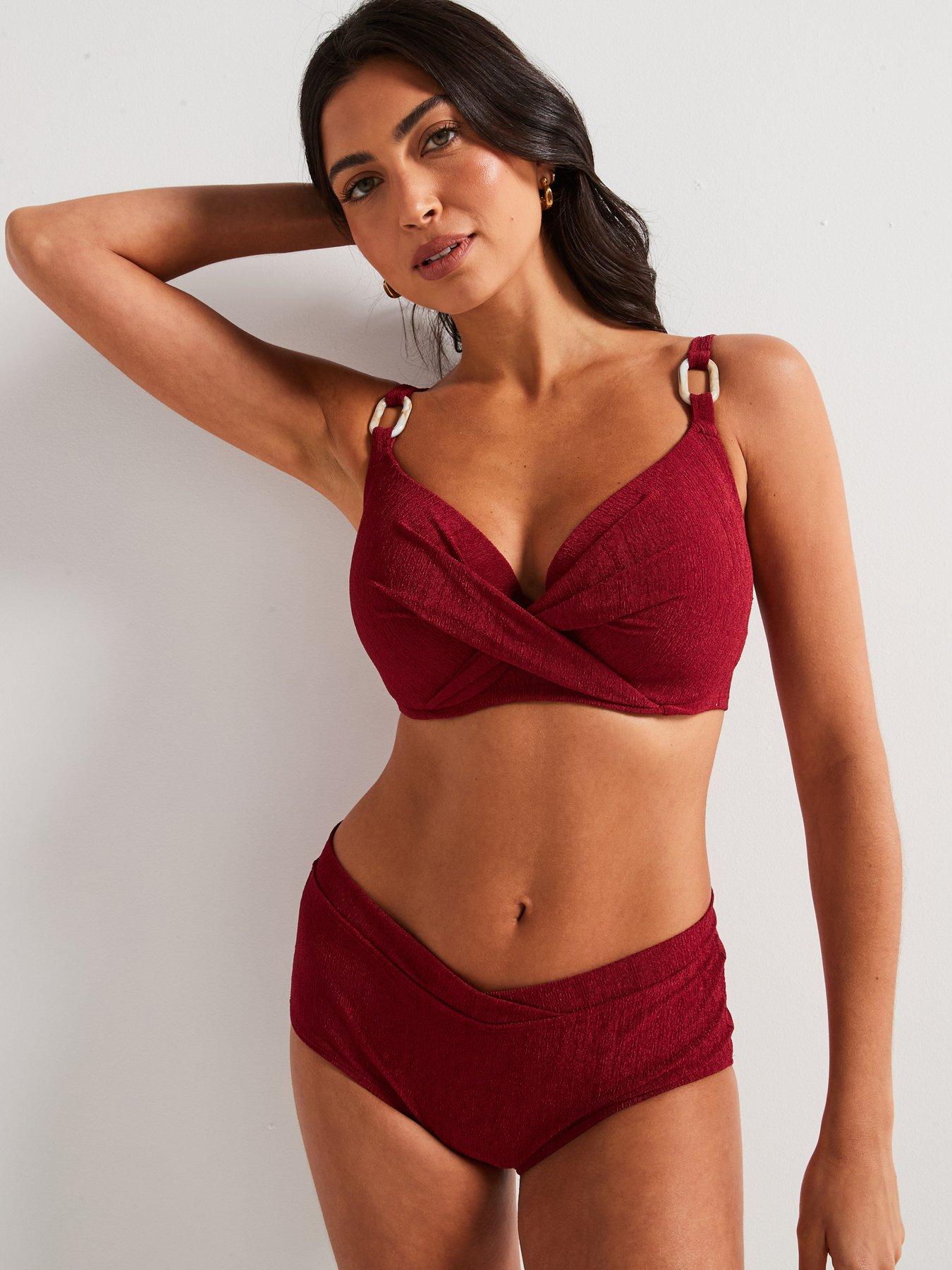 DORINA Madras Midi Bikini Brief - Dark Red