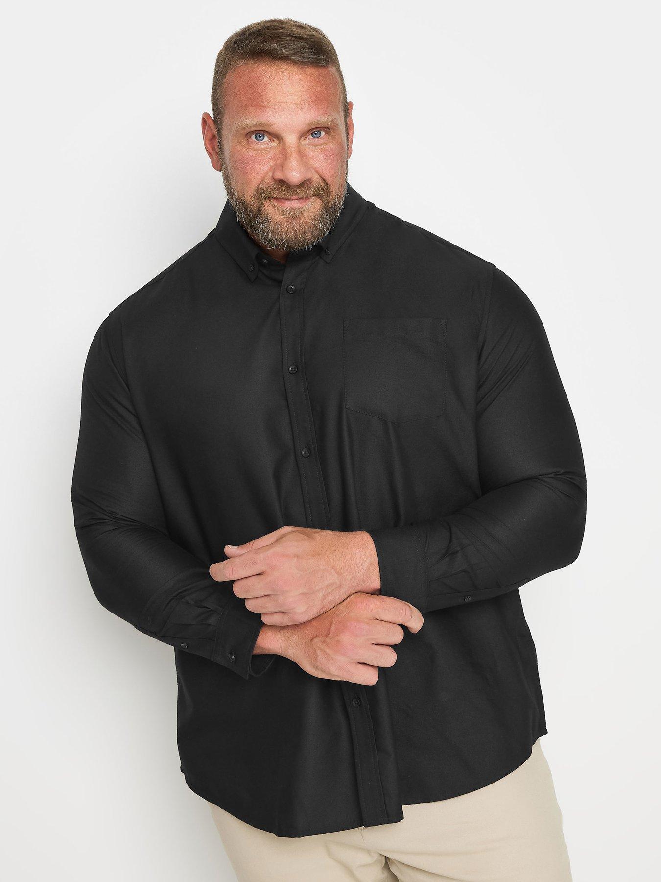  image of badrhino-oxford-weave-long-sleeve-shirt-black