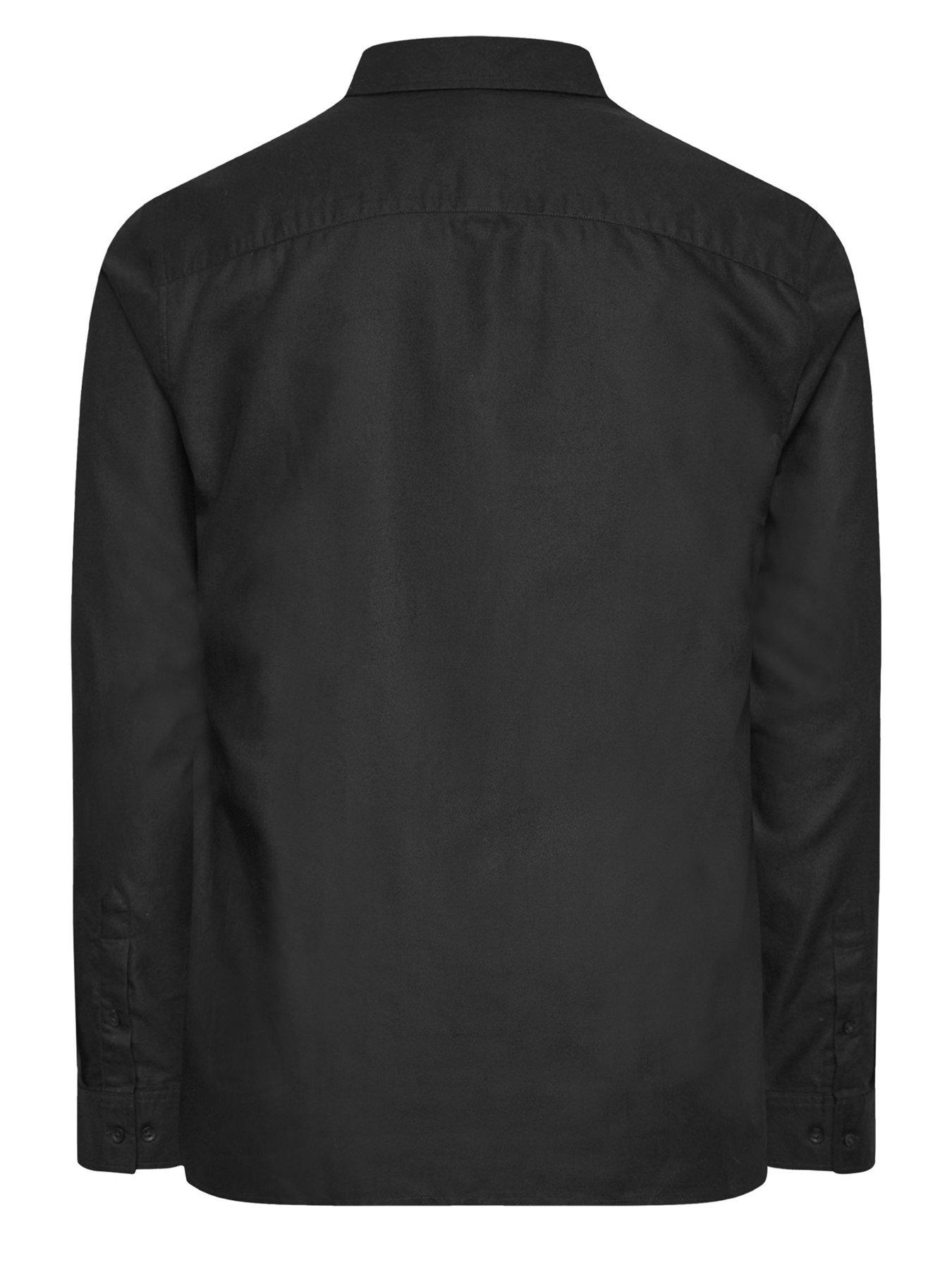  image of badrhino-oxford-weave-long-sleeve-shirt-black