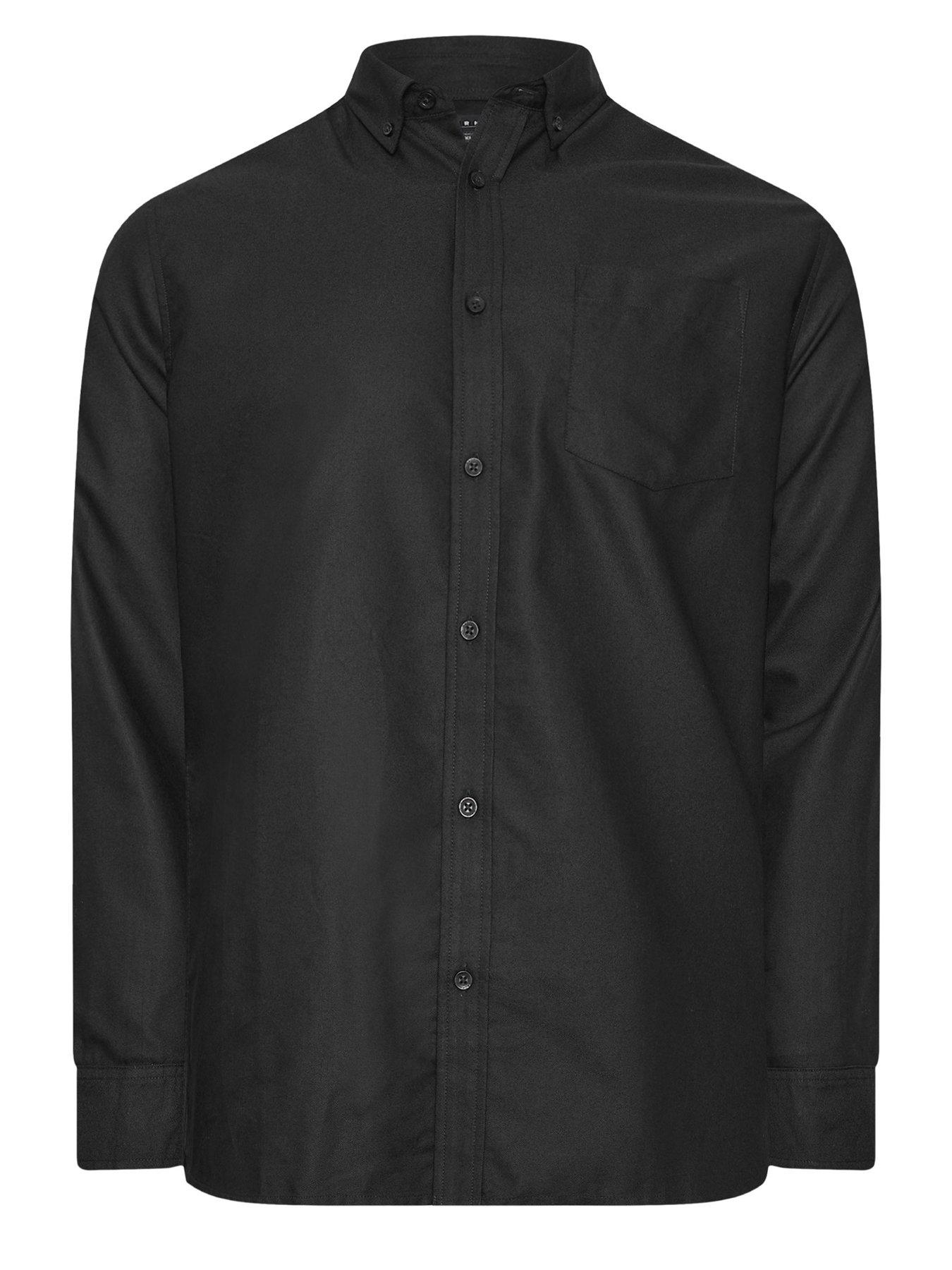 image of badrhino-oxford-weave-long-sleeve-shirt-black