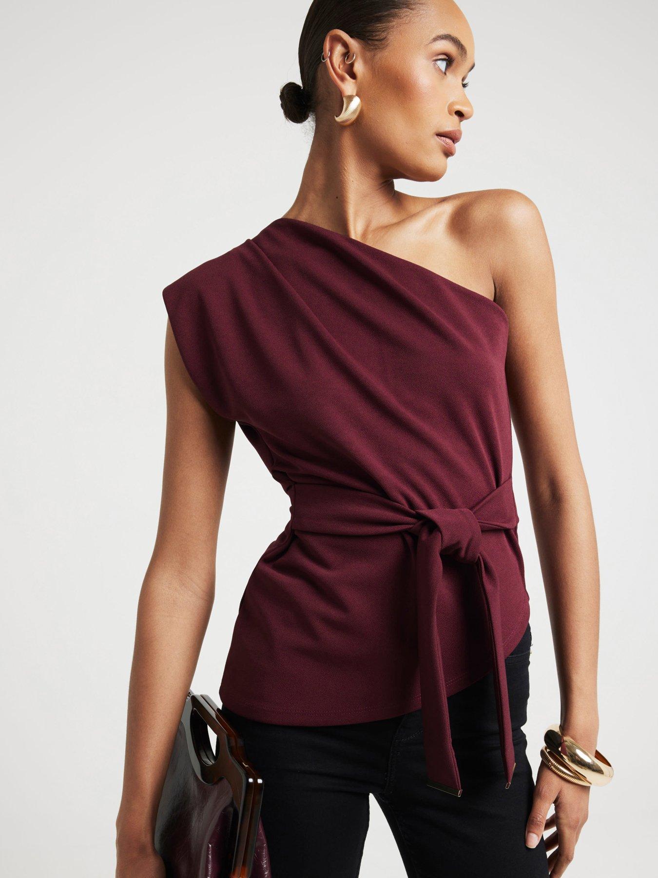 undefined Asymmetric Belted Top - Dark Red