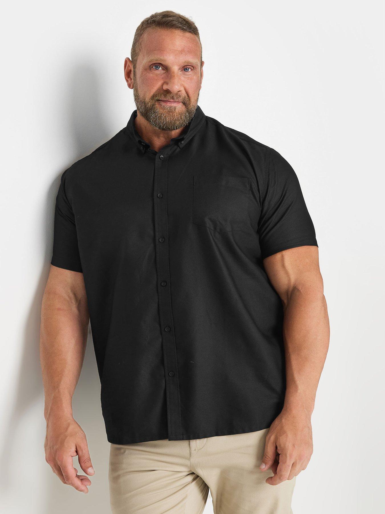  image of badrhino-oxford-short-sleeve-shirt-black