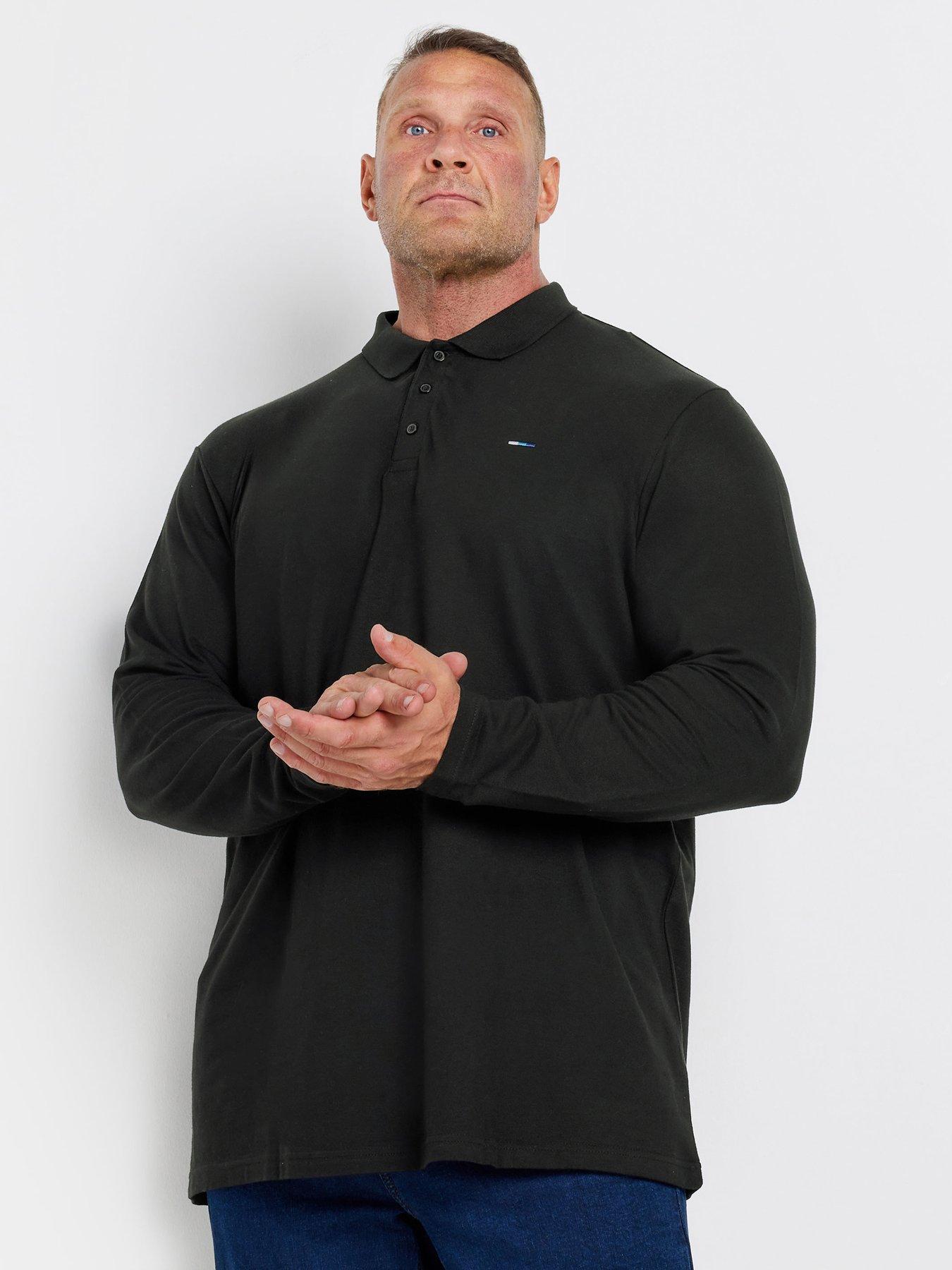 BadRhino Big Tall Long Sleeve Polo Shirt Black Littlewoods