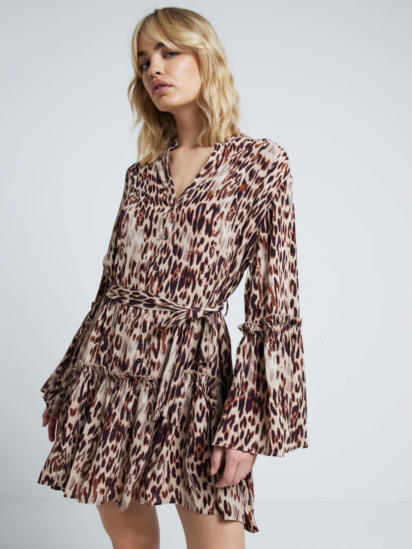 undefined Animal Printed Dress - Brown