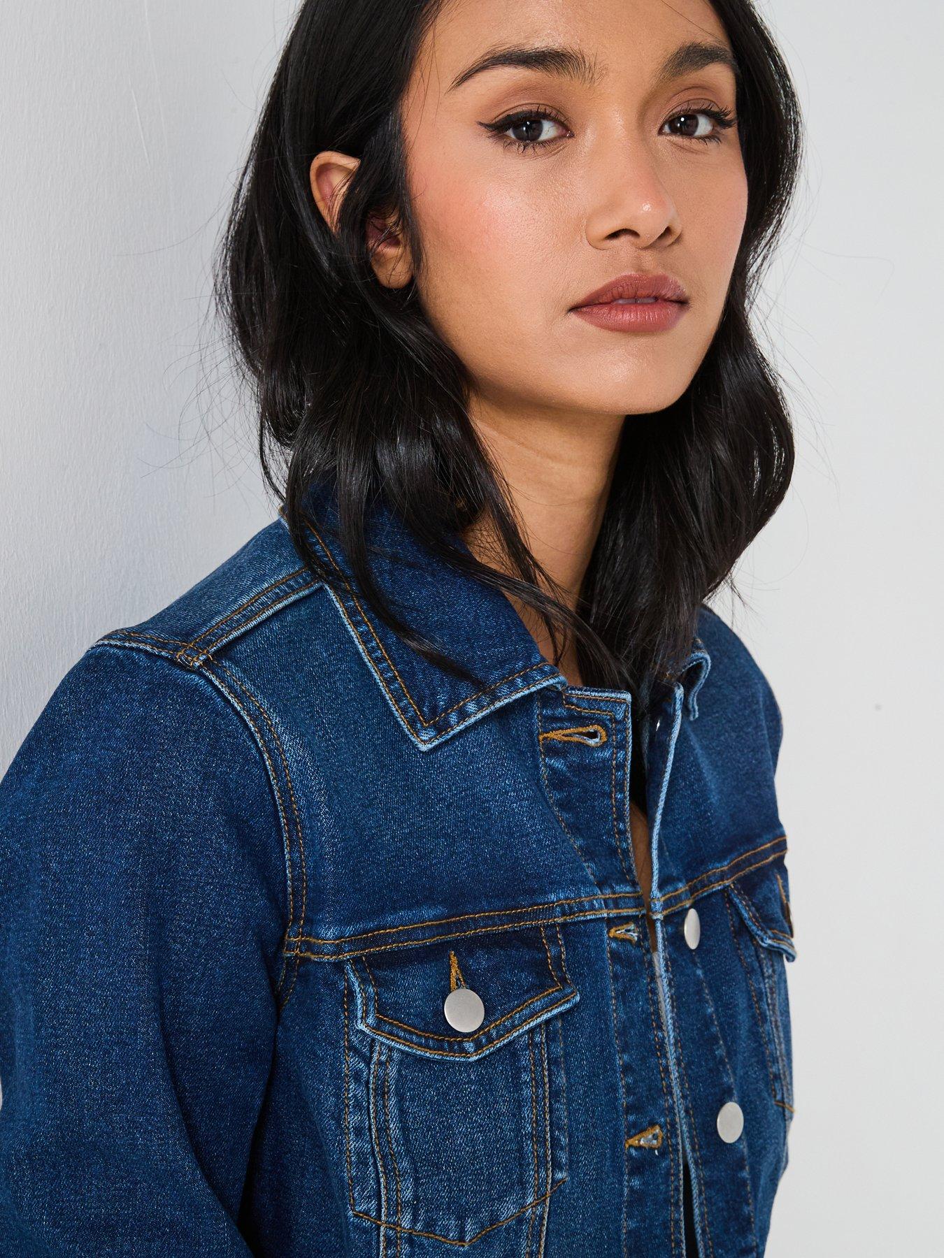  image of v-by-very-denim-western-jacket-dark-wash