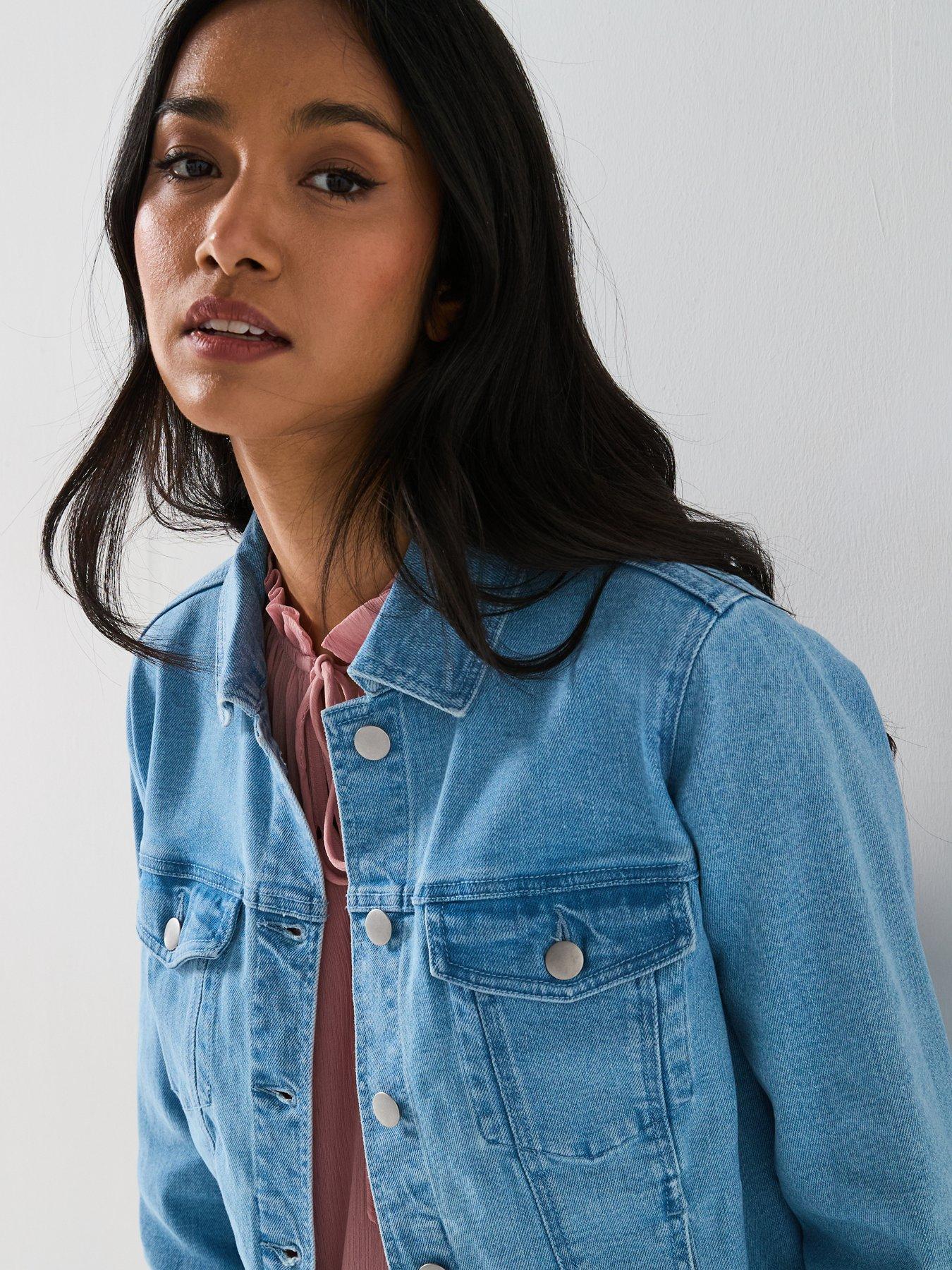  image of v-by-very-denim-western-jacket-bleach-wash