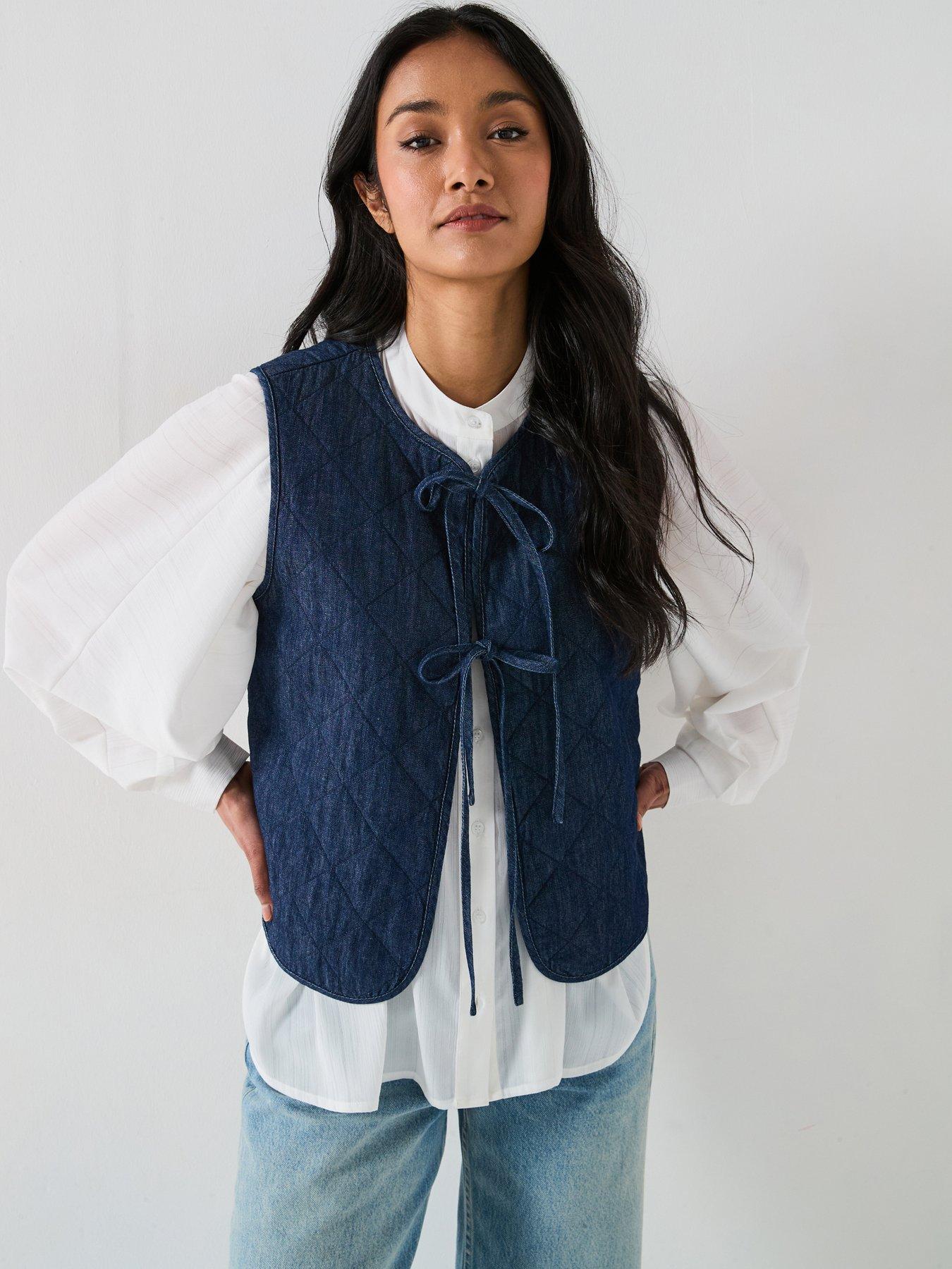 V by Very Quilted Denim Gilet - Dark Wash