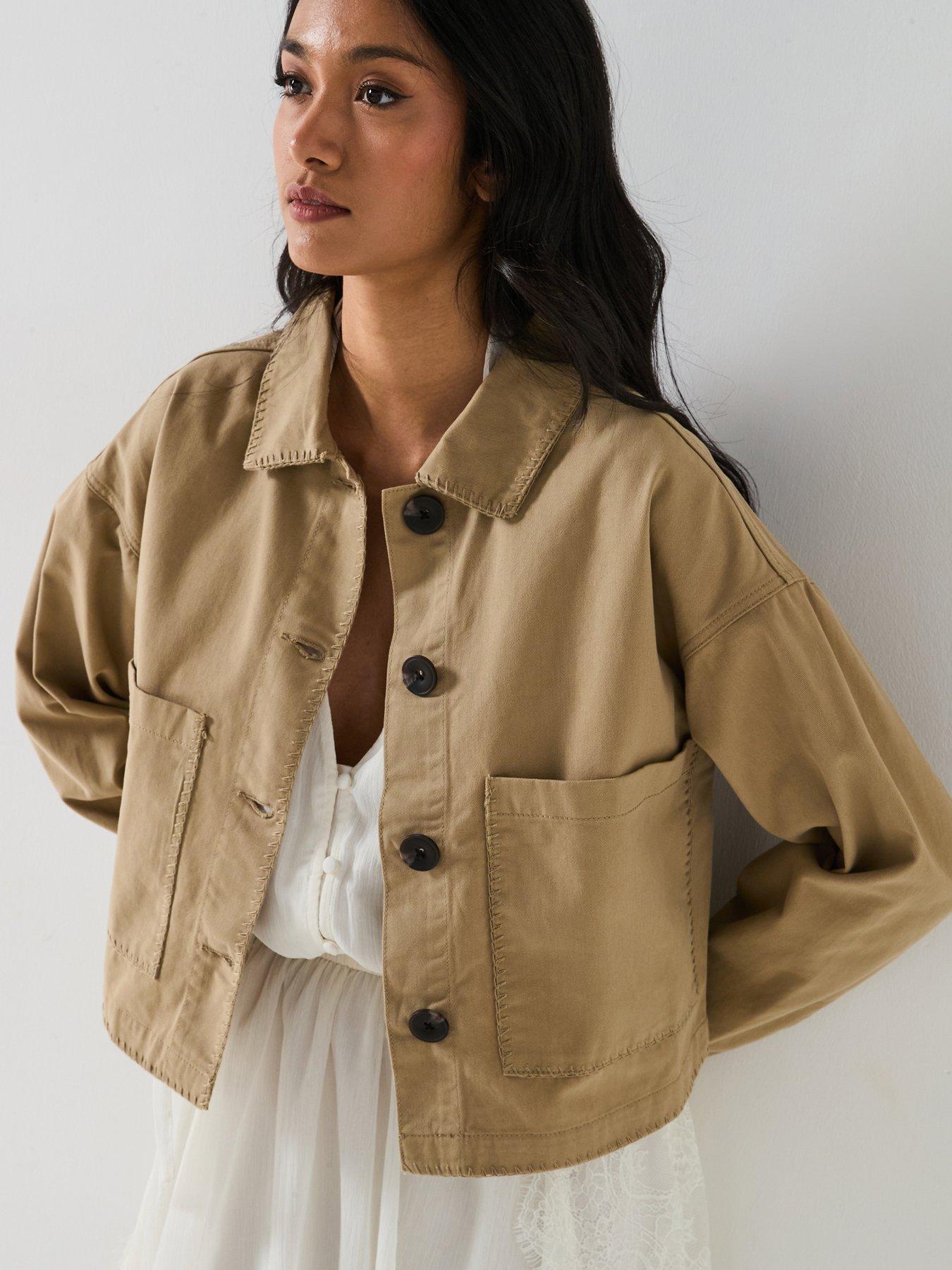  image of v-by-very-embroidered-edge-jacket-beige