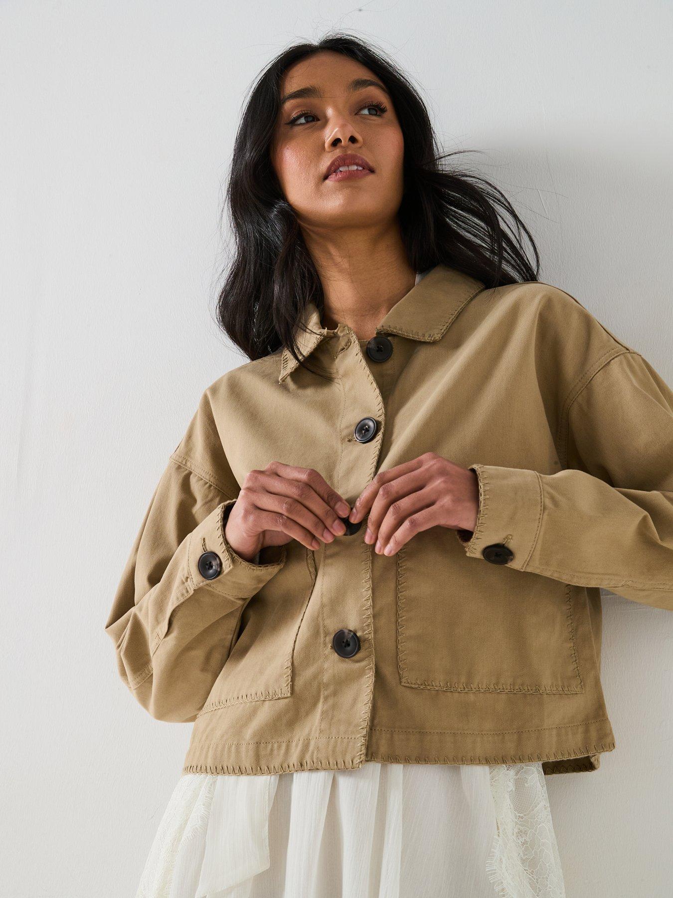  image of v-by-very-embroidered-edge-jacket-beige