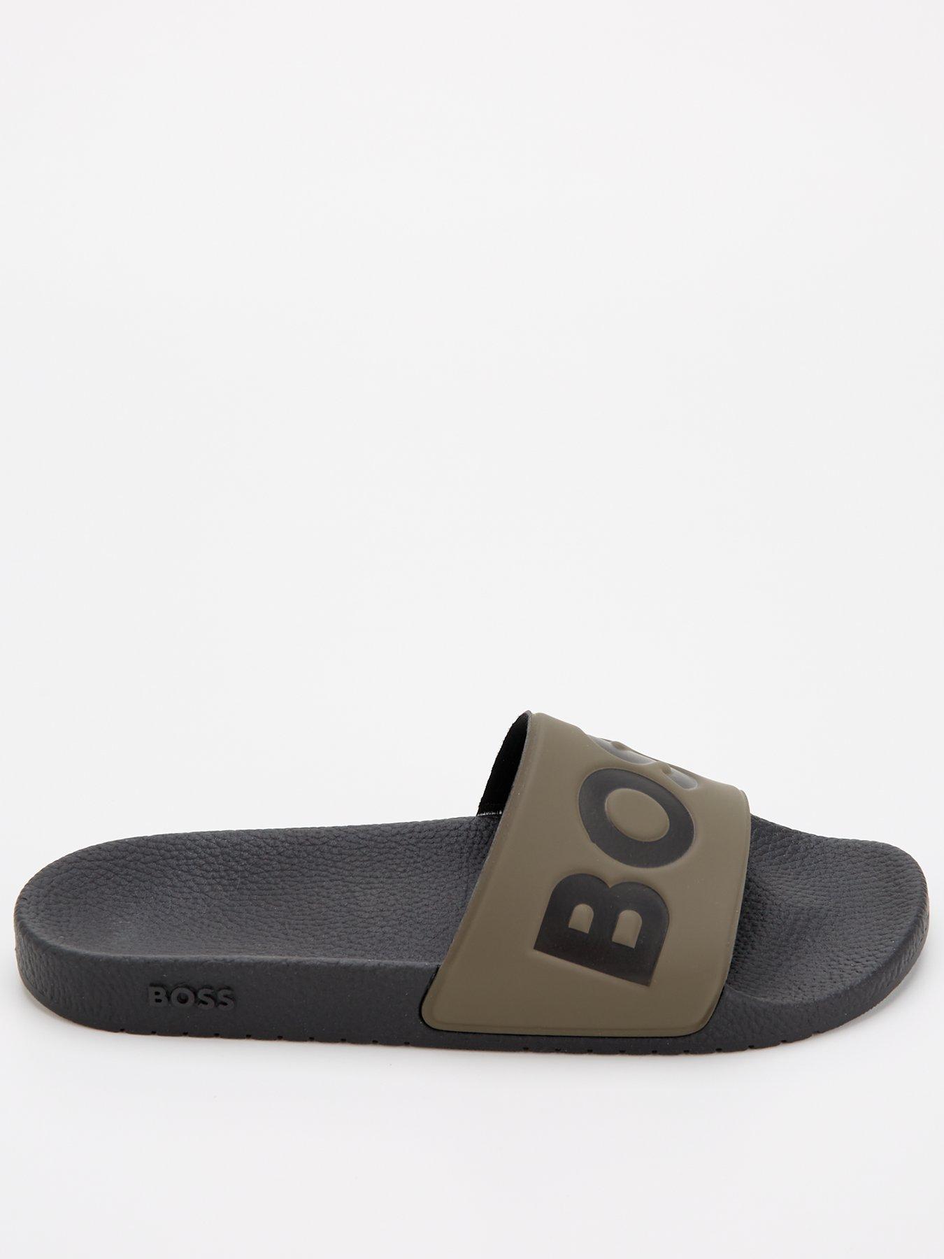 BOSS Aryeh Contrast Logo Sliders Khaki Littlewoods