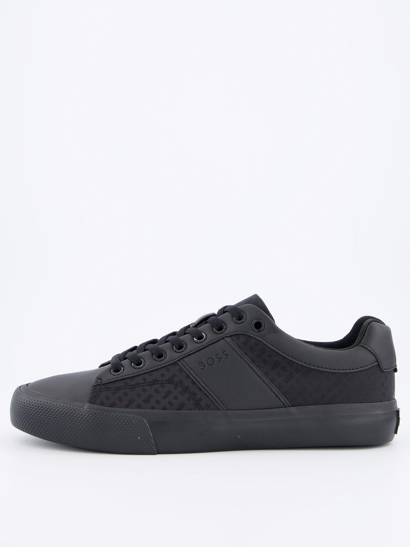 undefined Aiden Monogram Print Tennis Sneakers - Black