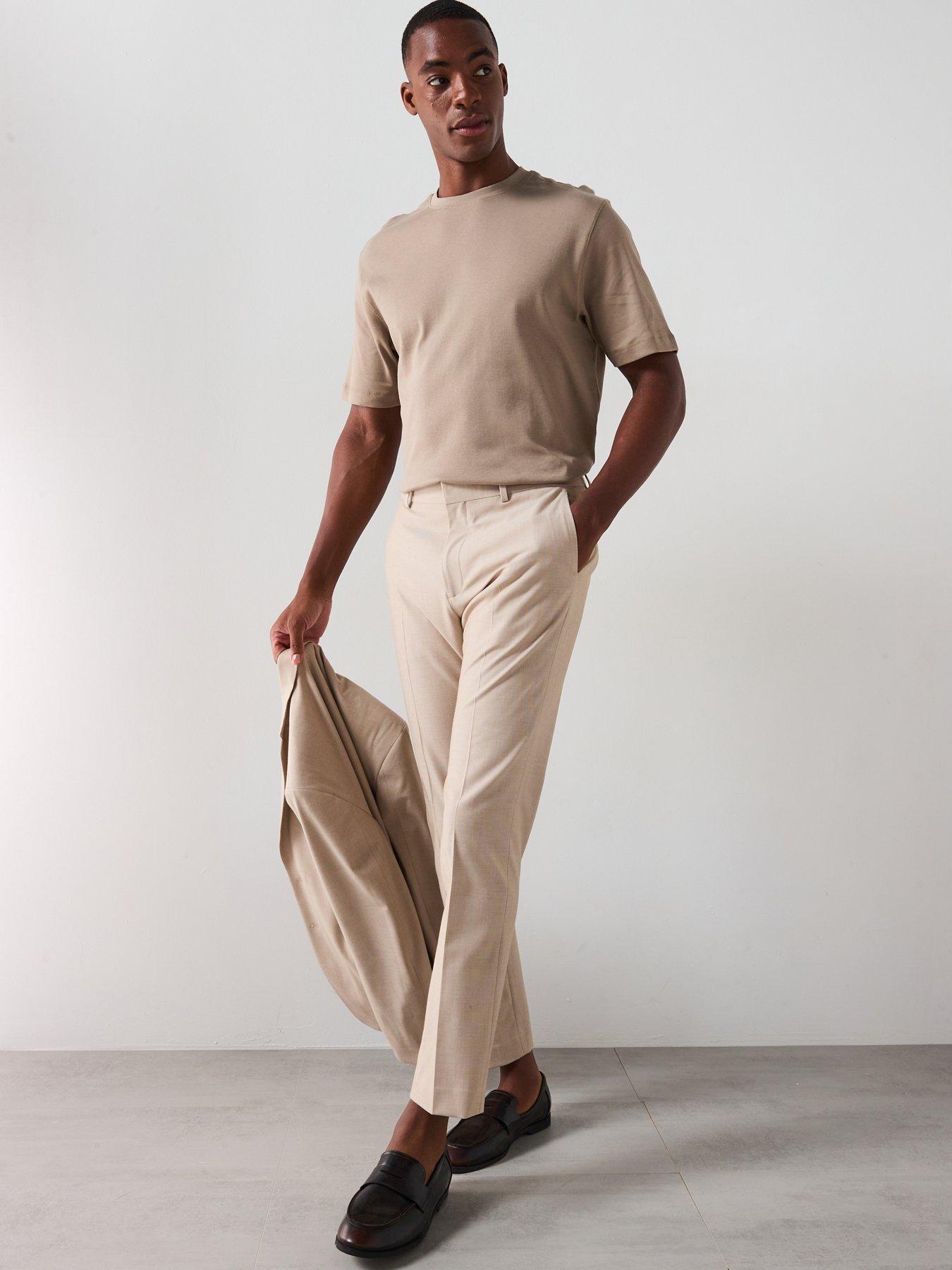  image of very-man-slim-fit-stretch-suit-trouser-stone