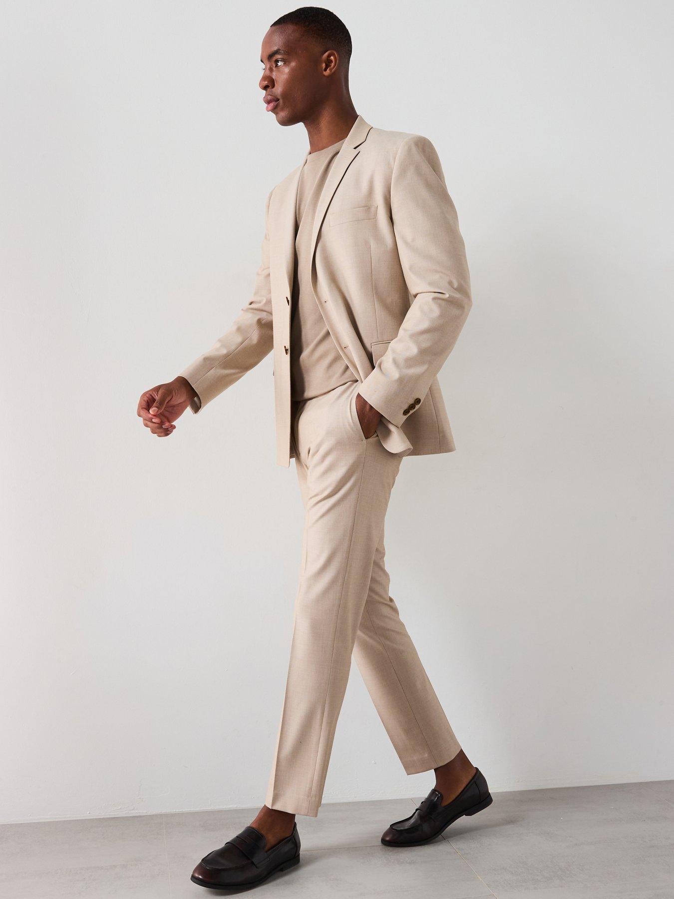  image of very-man-slim-fit-stretch-suit-trouser-stone