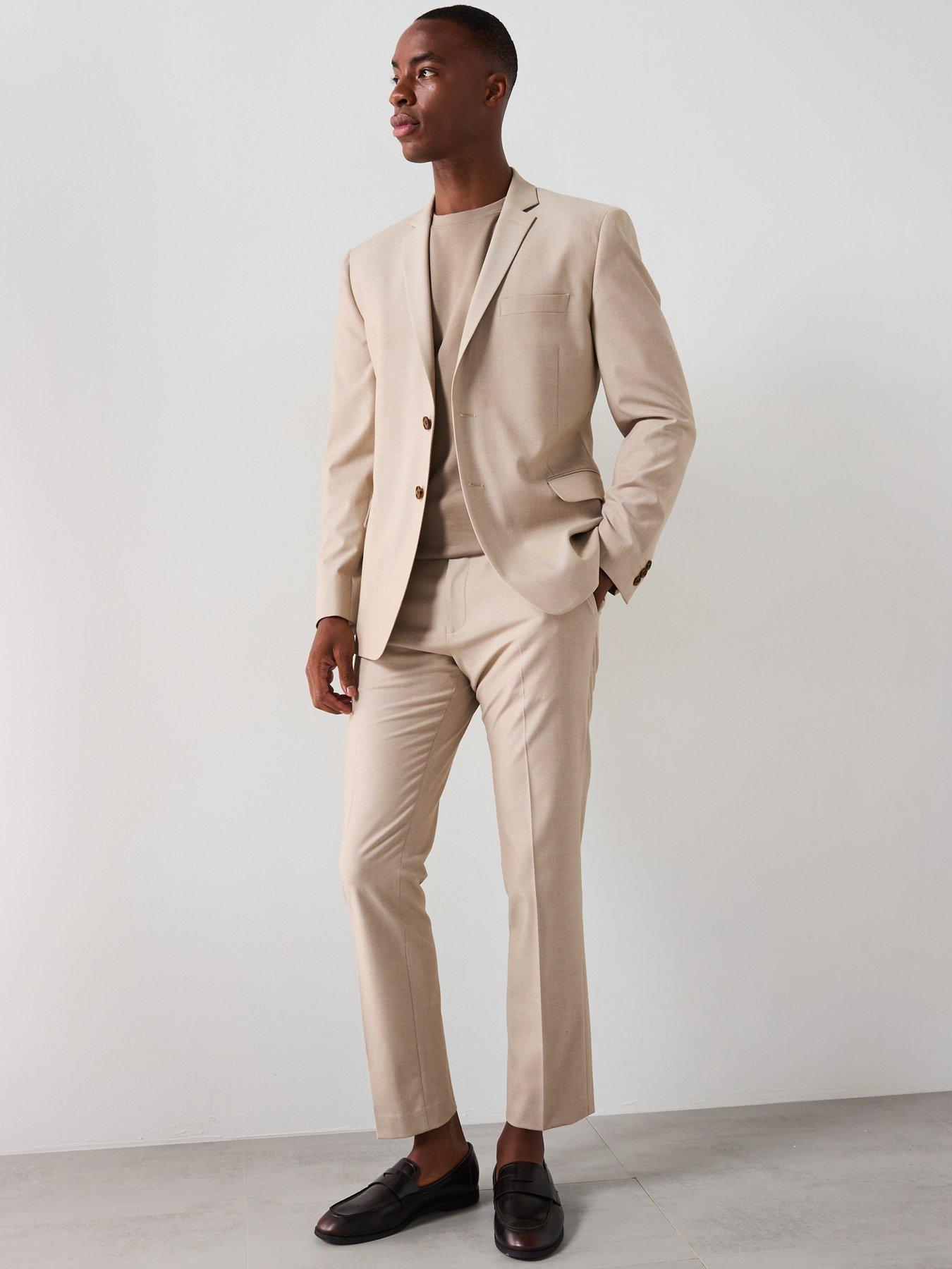 image of very-man-slim-fit-stretch-suit-trouser-stone
