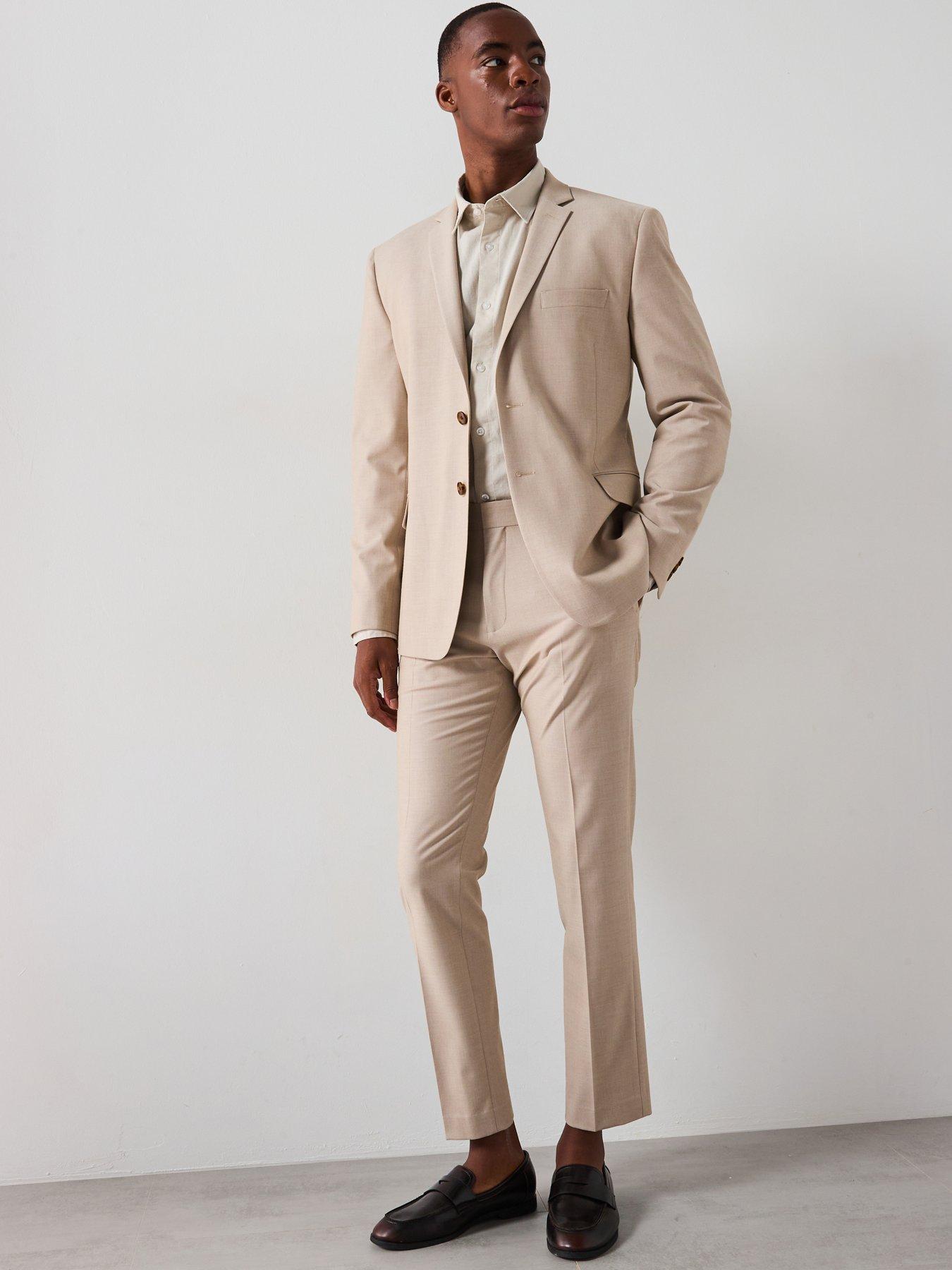  image of very-man-slim-fit-stretch-suit-trouser-stone