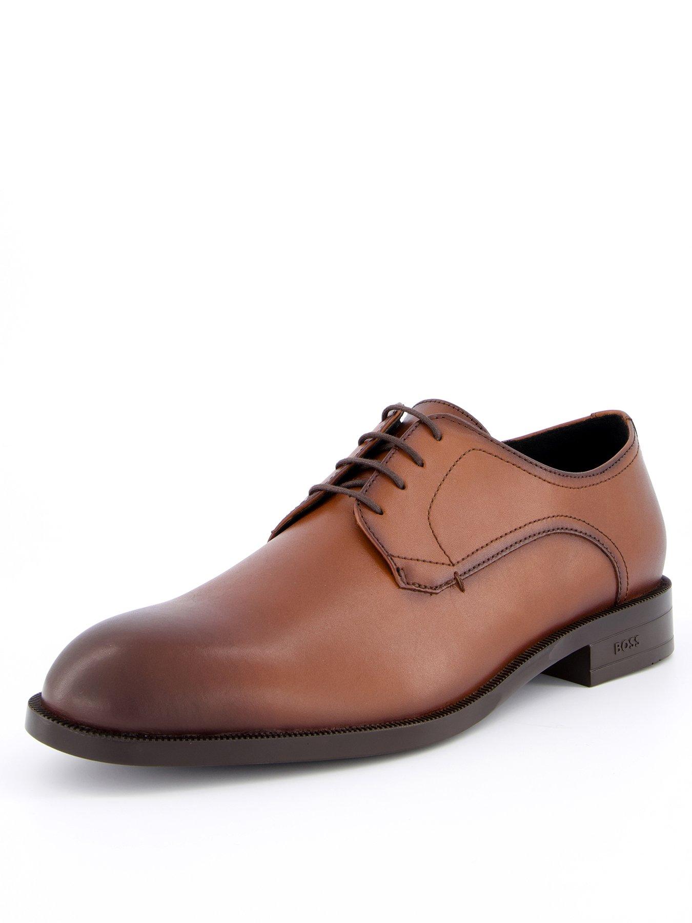  image of boss-tayil-leather-lace-derby-shoes-light-brown