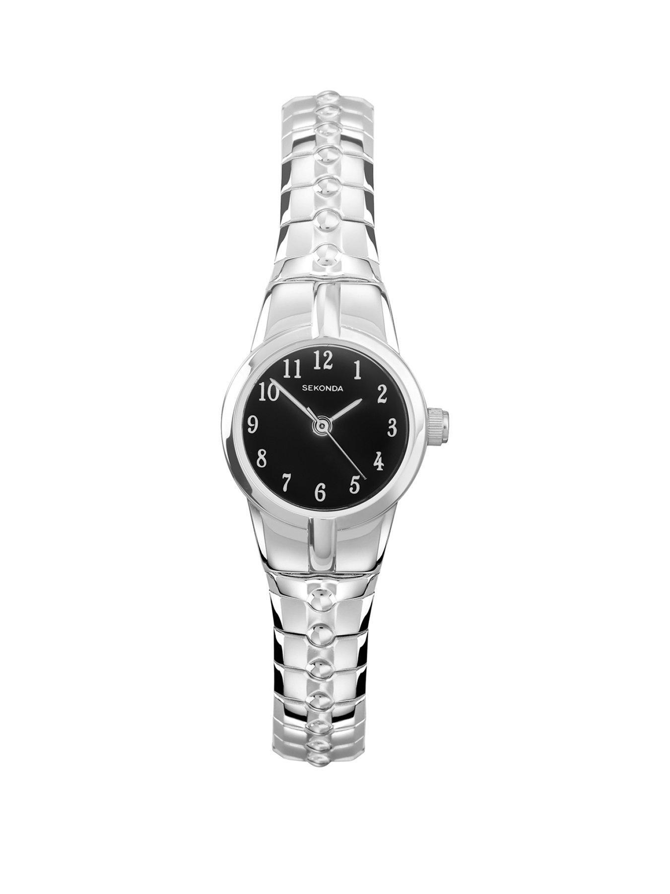 Sekonda Womens Newton Silver Stainless Steel Bracelet with Black Dial Analogue Watch