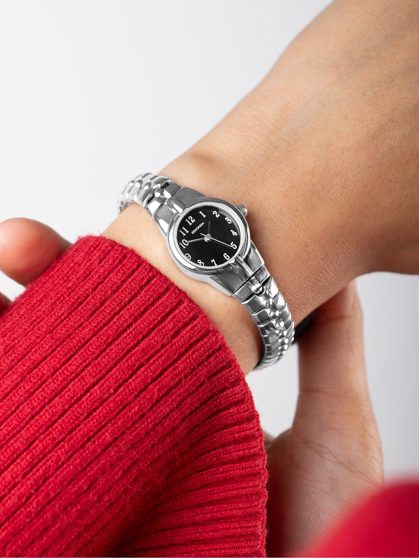 Image 3 of 7 of Sekonda Womens Newton Silver Stainless Steel Bracelet with Black Dial Analogue Watch