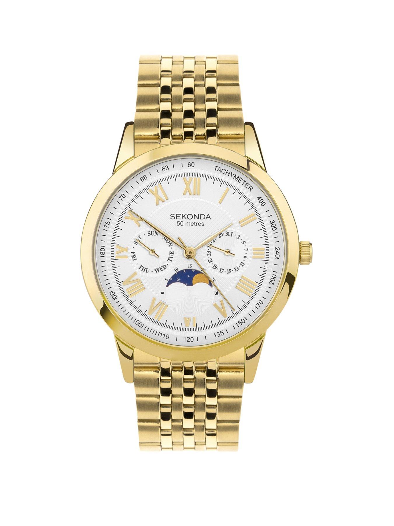 undefined Mens Armstrong Gold Stainless Steel Bracelet with Silver White Dial Analogue Watch
