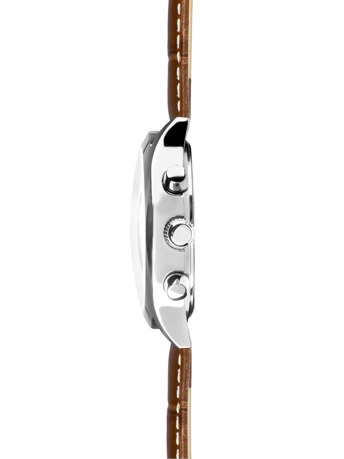 Image 5 of 7 of Sekonda Mens Archer Brown Leather Bracelet with Rose Gold Dial Chronograph Watch