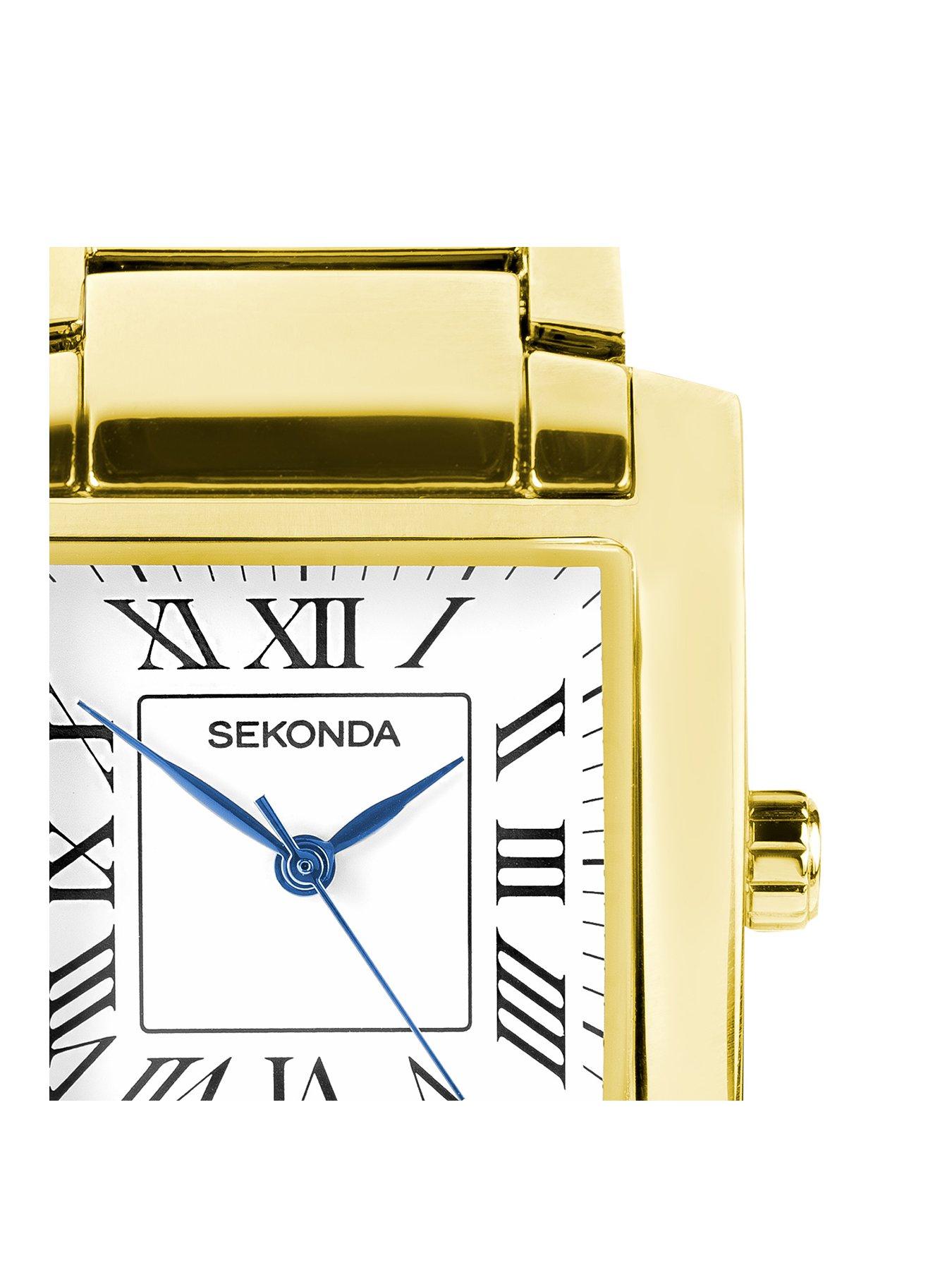  image of sekonda-mens-montreal-gold-alloy-bracelet-with-white-dial-analogue-watch