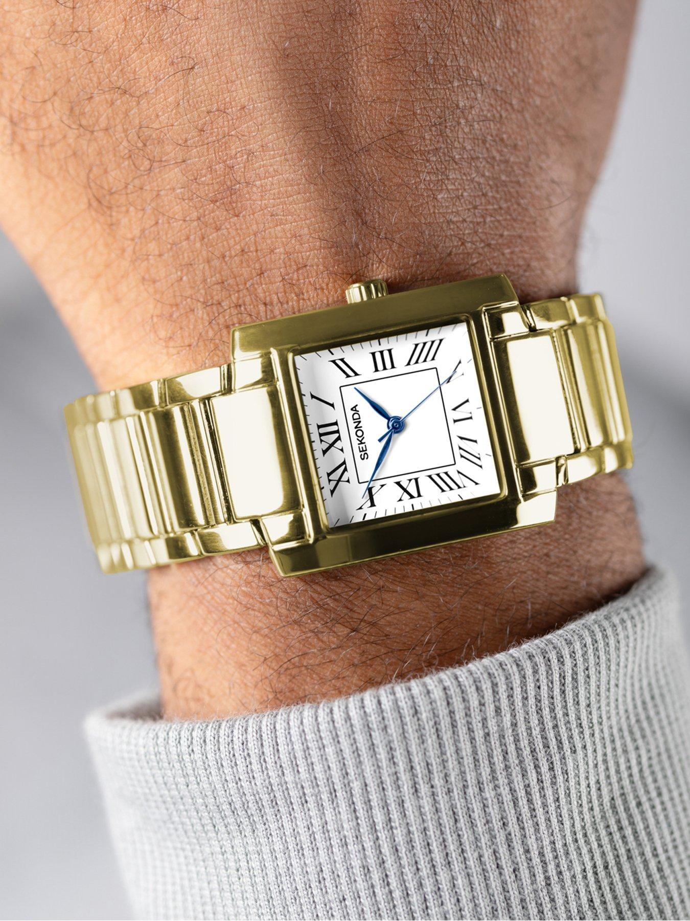  image of sekonda-mens-montreal-gold-alloy-bracelet-with-white-dial-analogue-watch