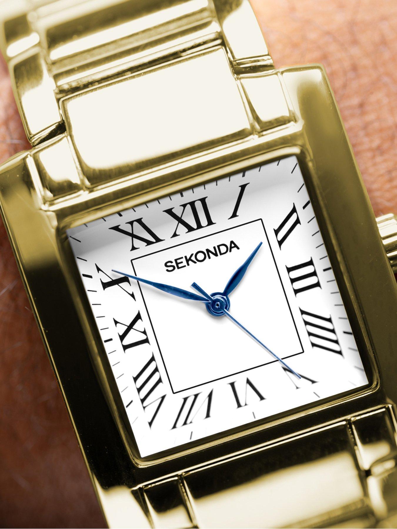  image of sekonda-mens-montreal-gold-alloy-bracelet-with-white-dial-analogue-watch