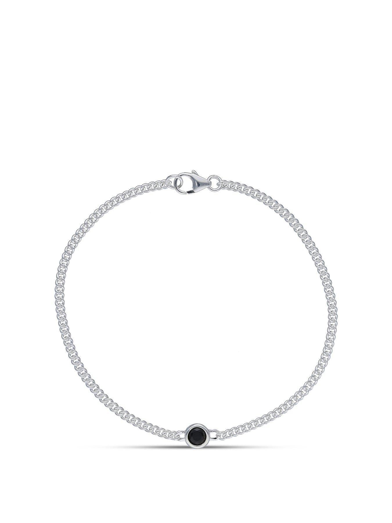 undefined Gents Sterling Silver 4MM Black CZ Bracelet