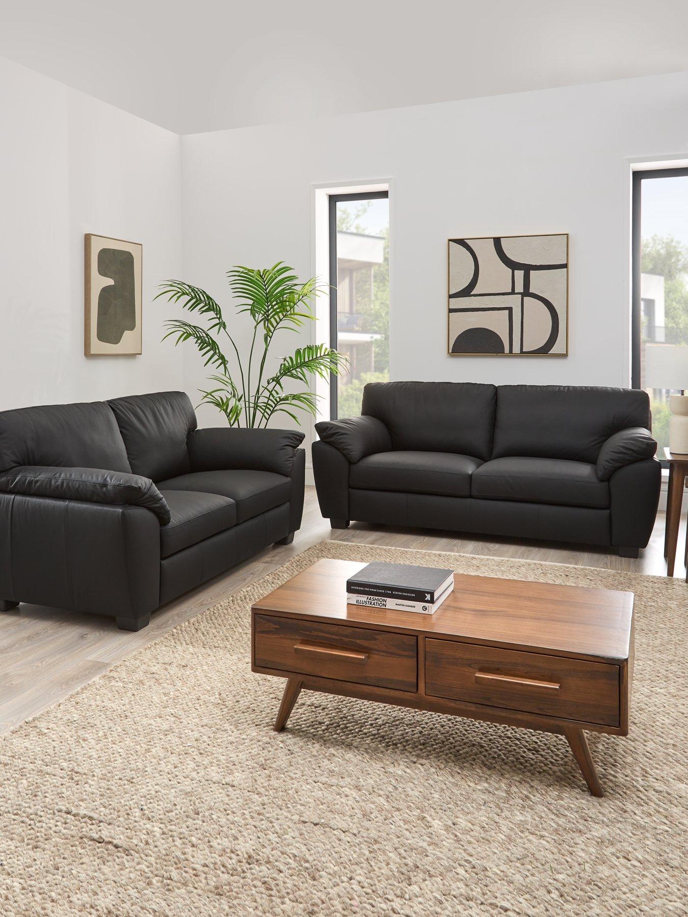 Image 1 of 7 of Very Home Montreal Real Leather/Faux Leather&nbsp;3 + 2 Seater Sofa Set (Buy &amp; SAVE!)&nbsp;- FSC Certified