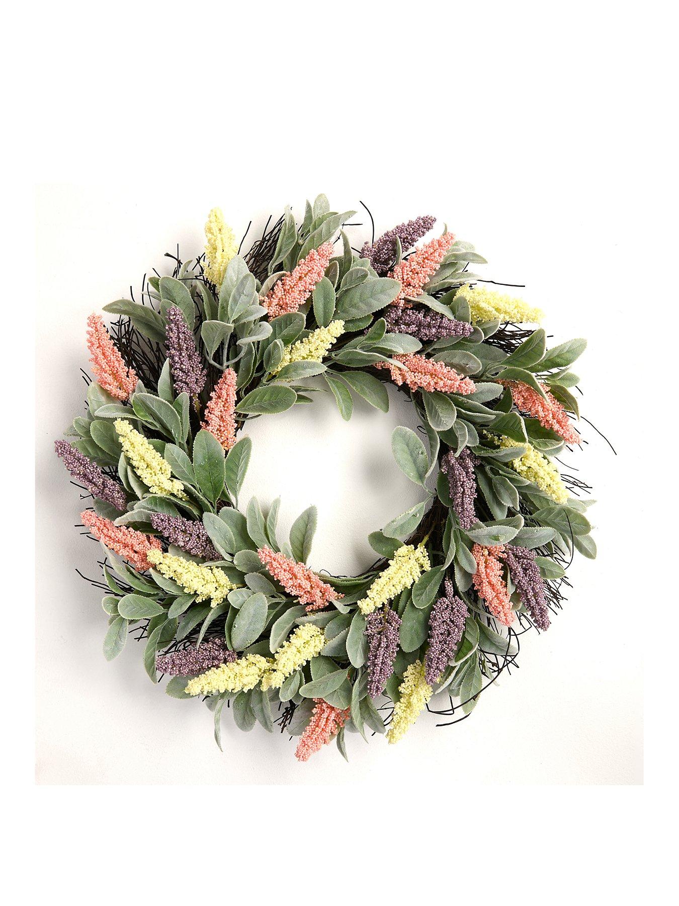  image of the-very-collection-lambs-ear-spring-wreath-61cm