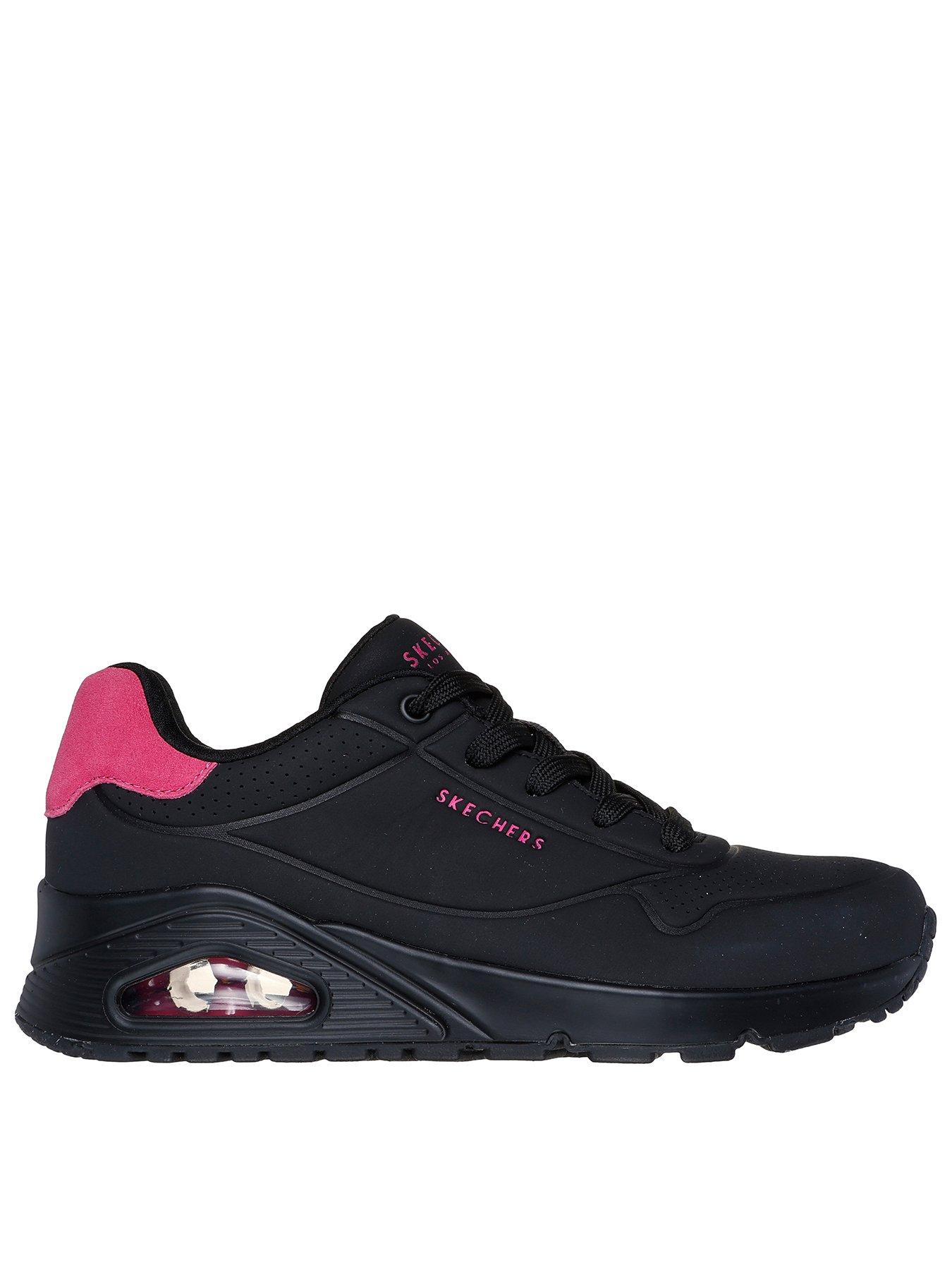 image of skechers-uno-pop-back-suede-trainer-black