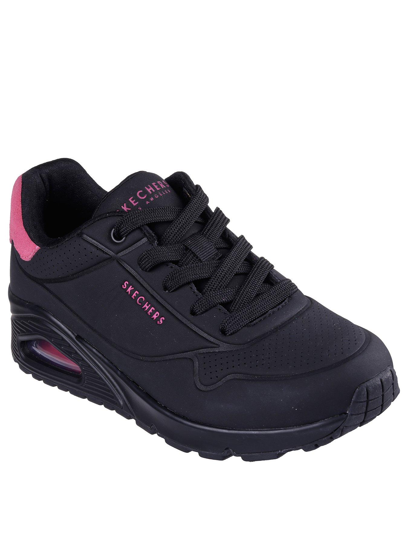  image of skechers-uno-pop-back-suede-trainer-black