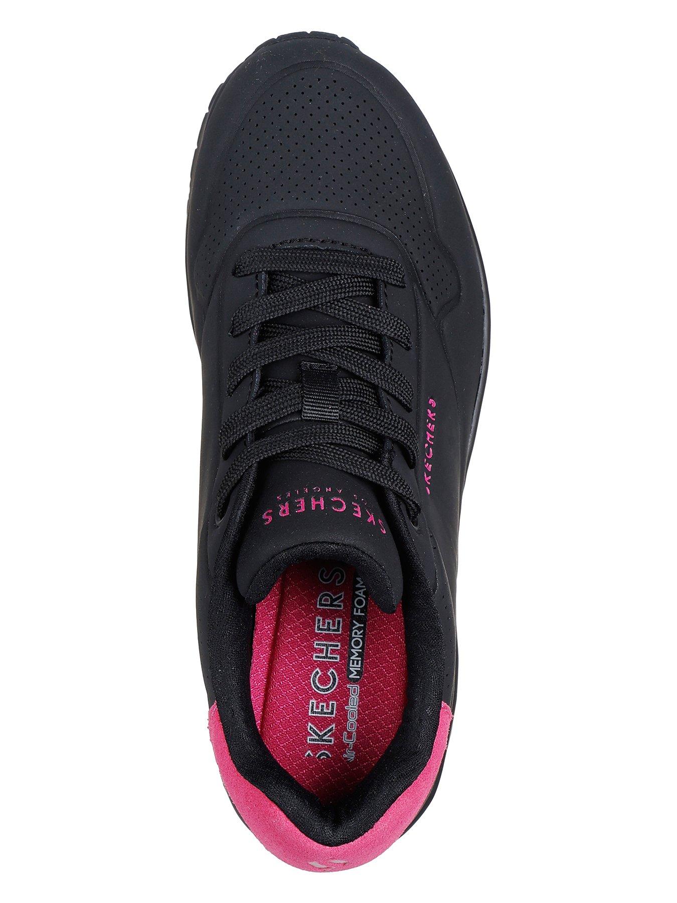  image of skechers-uno-pop-back-suede-trainer-black