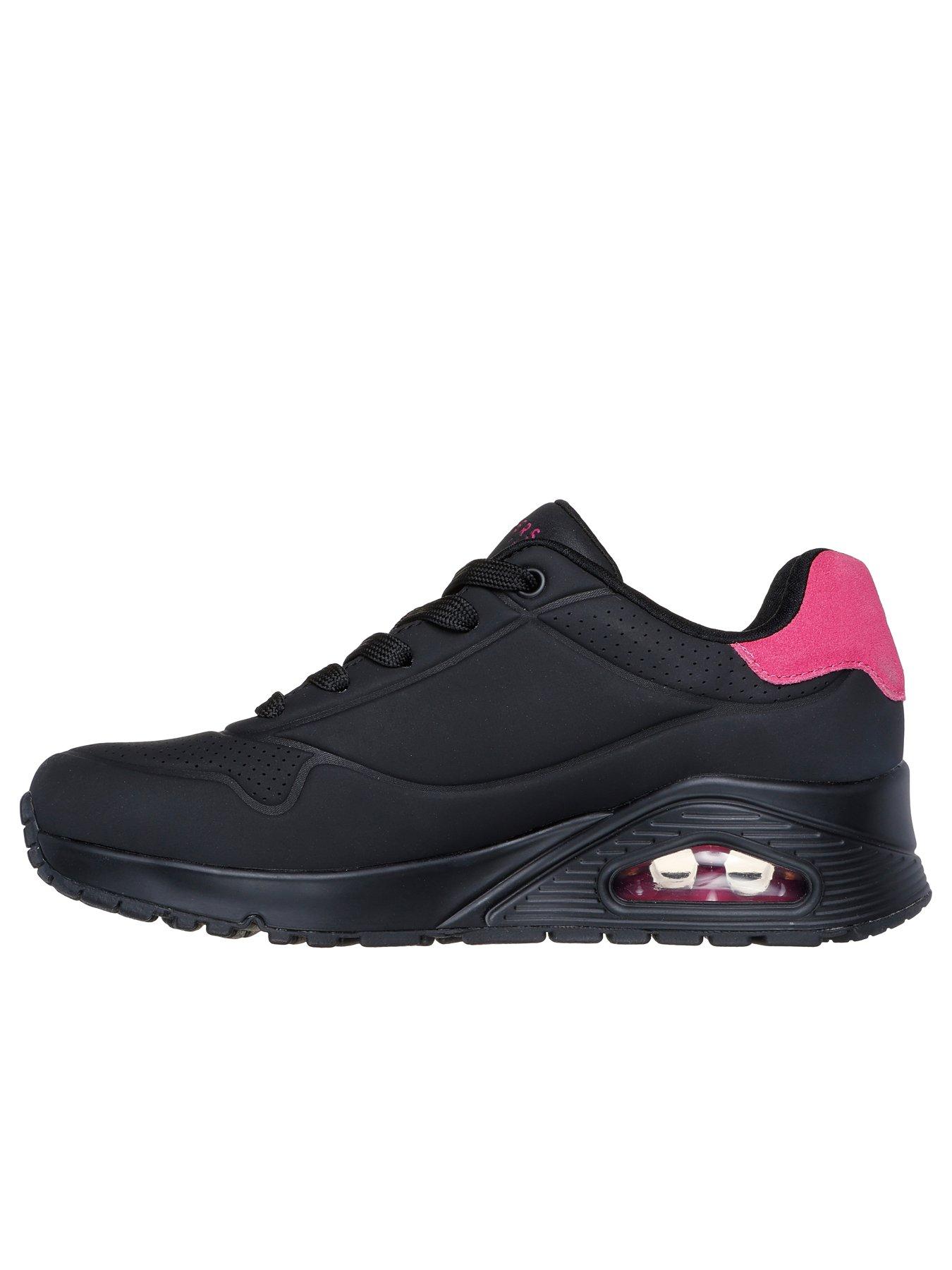 image of skechers-uno-pop-back-suede-trainer-black