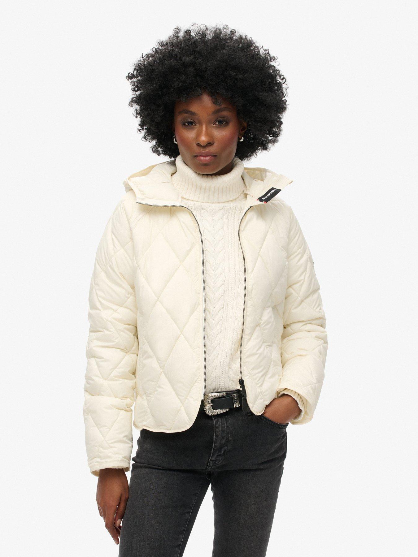 Superdry Hooded Quilted Liner Jacket White littlewoods