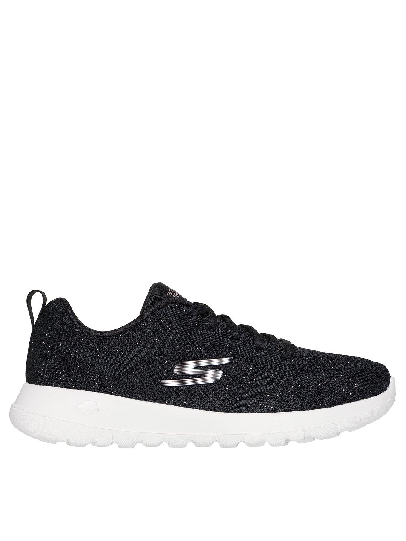  image of skechers-go-walk-joy-engineered-knitted-trainer-black-textilerose-gold-trim