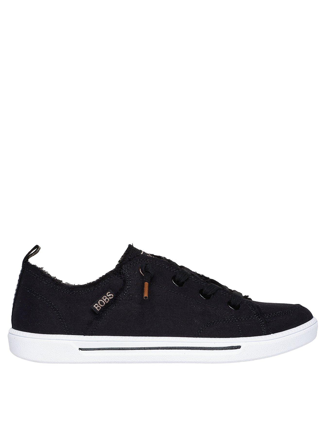  image of skechers-b-cute-20-slip-on-faux-lace-canvas-trainer-black-canvas