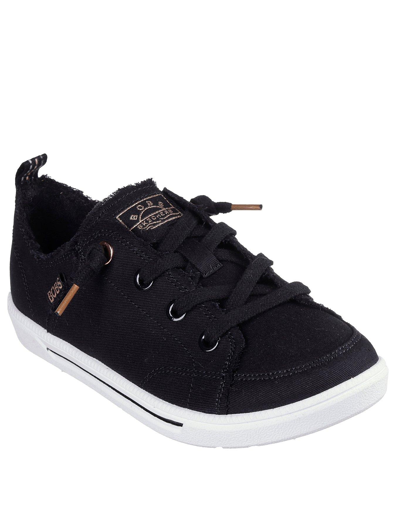  image of skechers-b-cute-20-slip-on-faux-lace-canvas-trainer-black-canvas