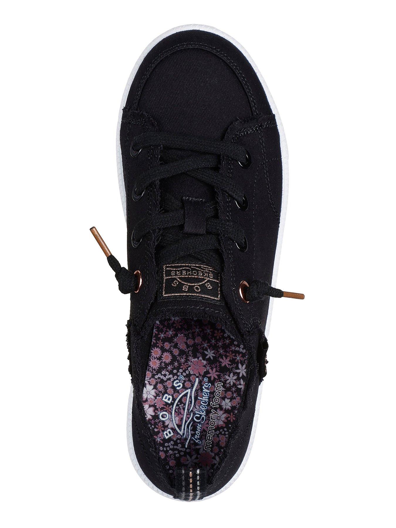  image of skechers-b-cute-20-slip-on-faux-lace-canvas-trainer-black-canvas