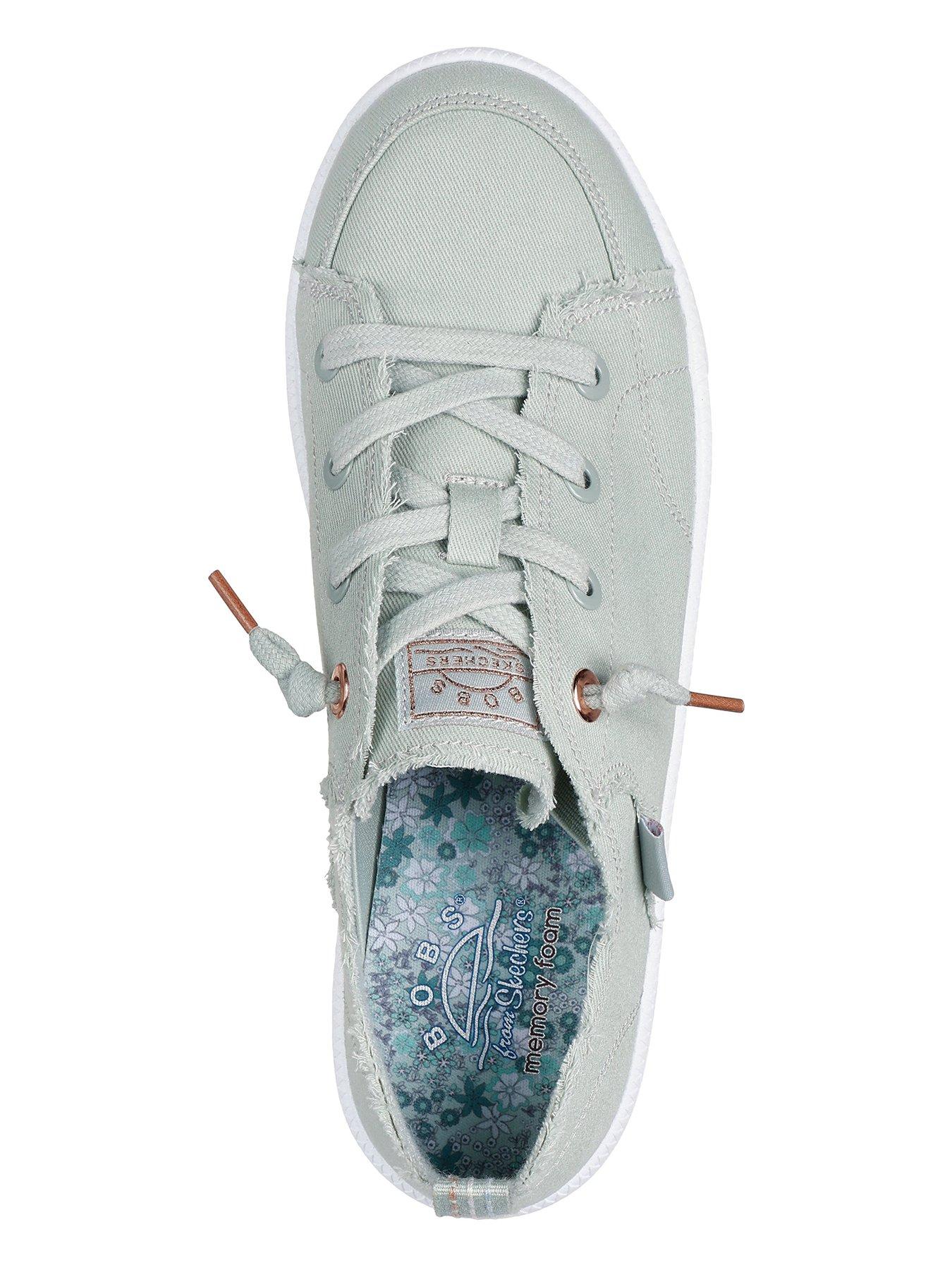 Image 3 of 5 of Skechers B Cute 2.0 Frayed Canvas Slip-On Trainer - Mint Green