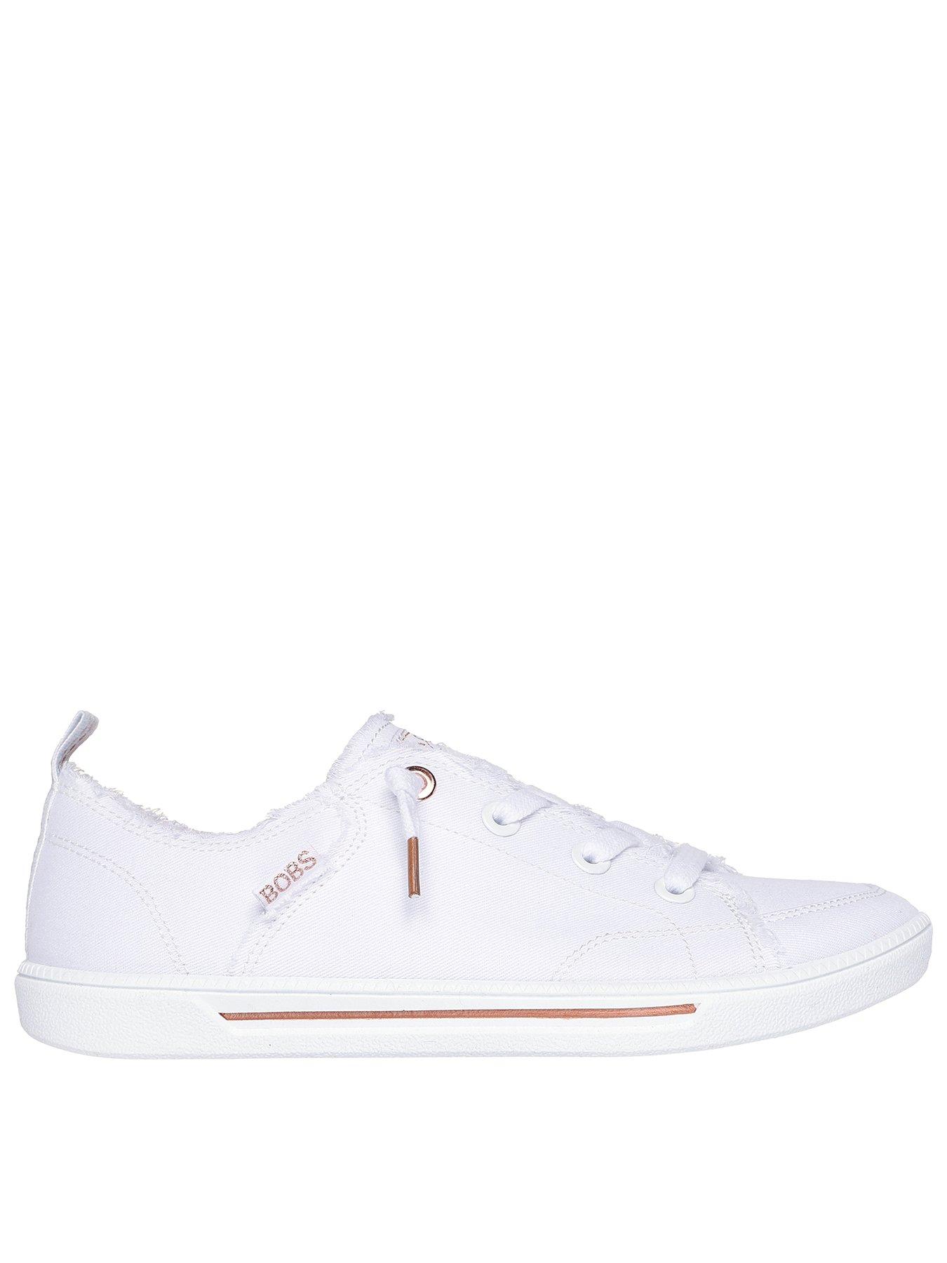  image of skechers-b-cute-20-slip-on-faux-lace-canvas-trainer-white-canvas