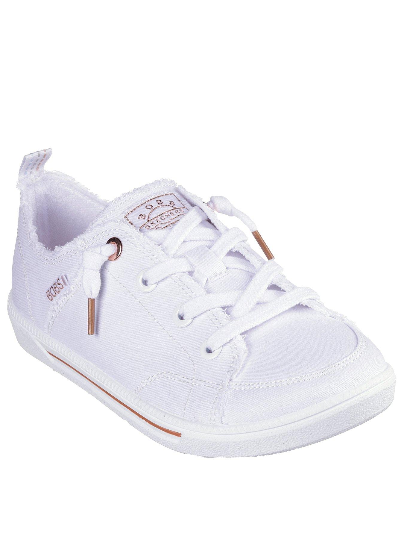  image of skechers-b-cute-20-slip-on-faux-lace-canvas-trainer-white-canvas