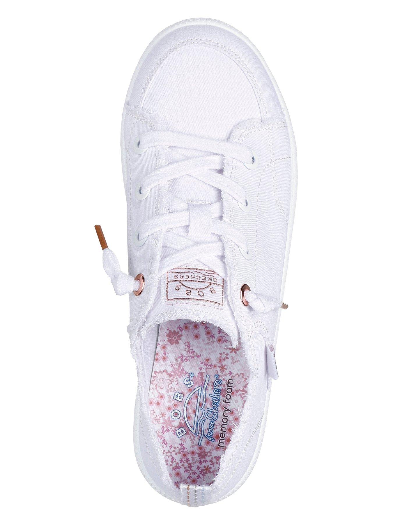  image of skechers-b-cute-20-slip-on-faux-lace-canvas-trainer-white-canvas