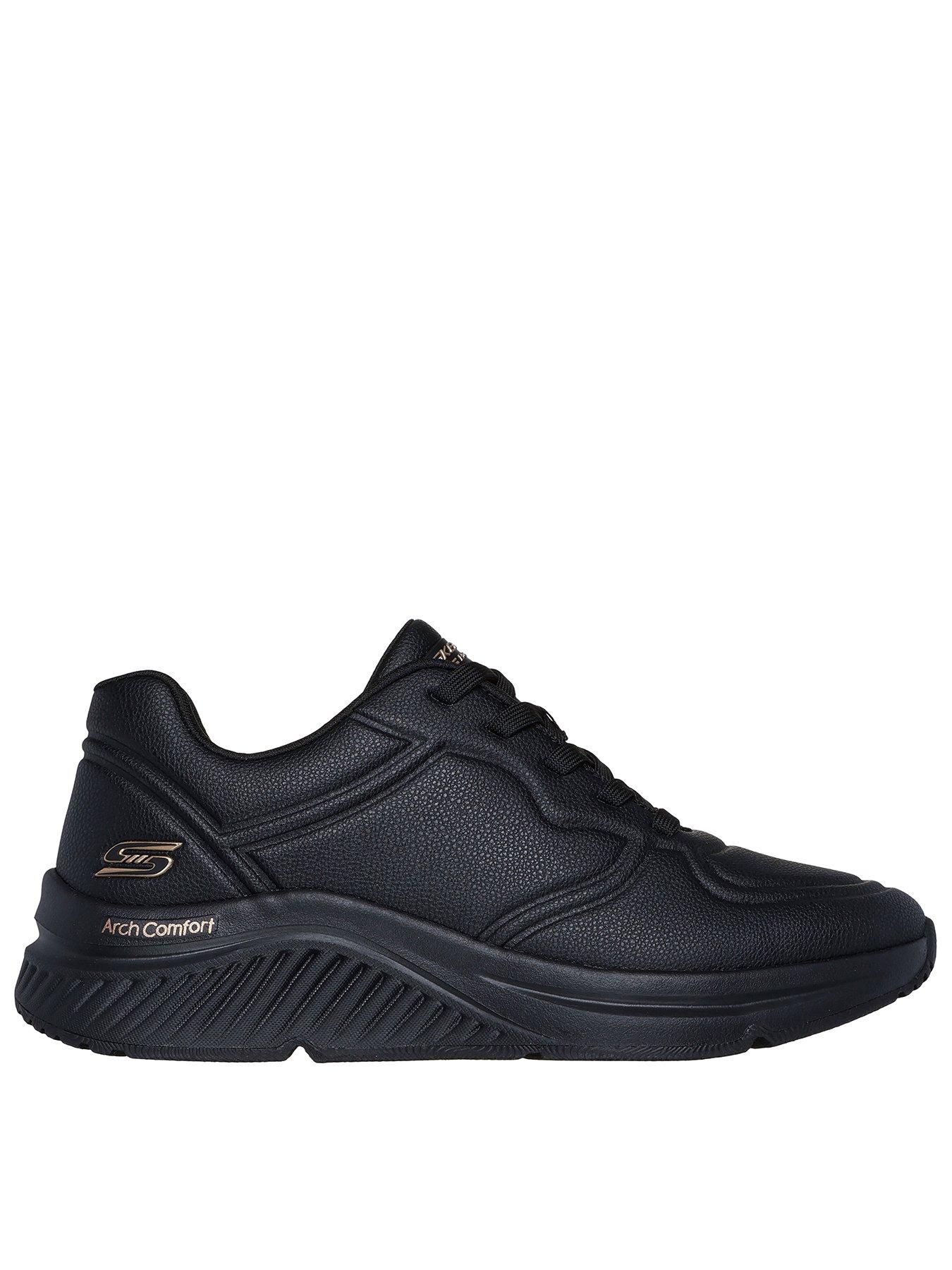  image of skechers-bobs-arch-comfort-pu-speckled-lace-up-trainer-black